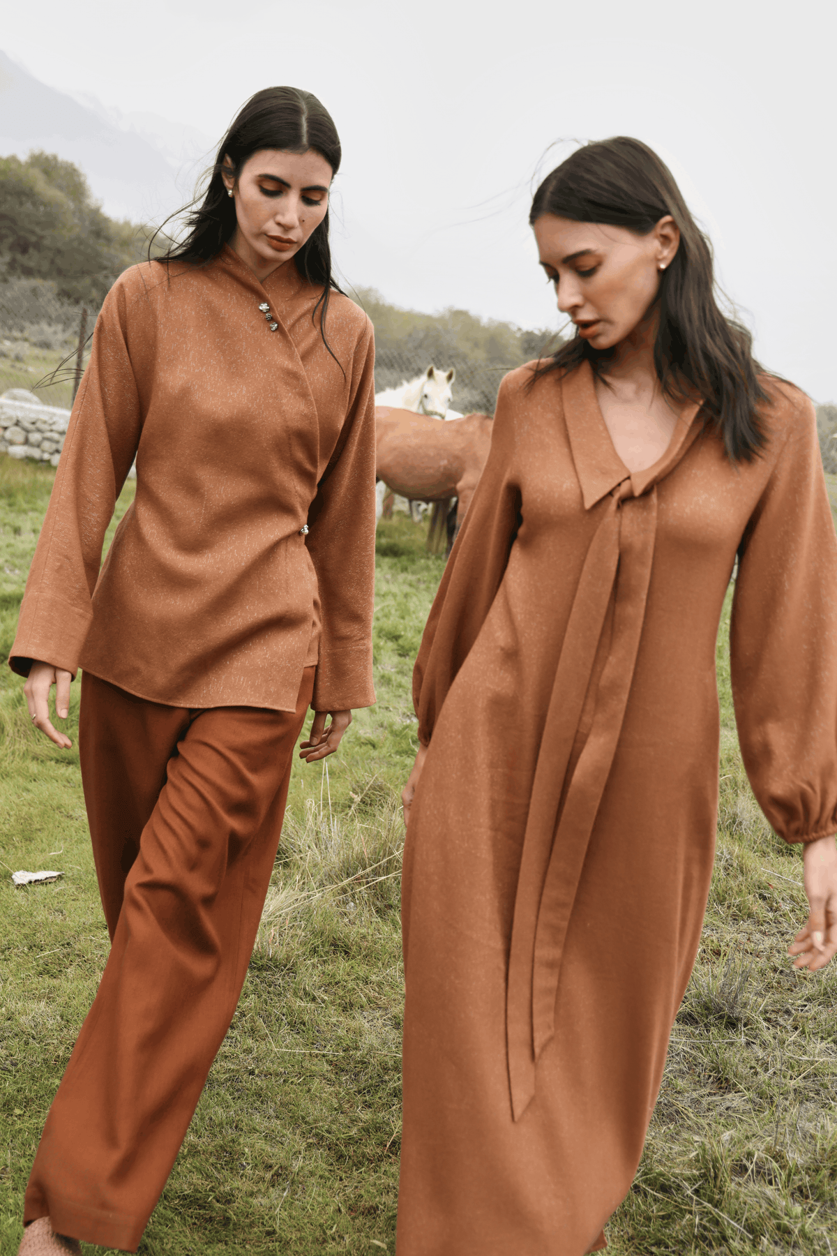 Autumn Chill Wrap Woollen Top (Maple)