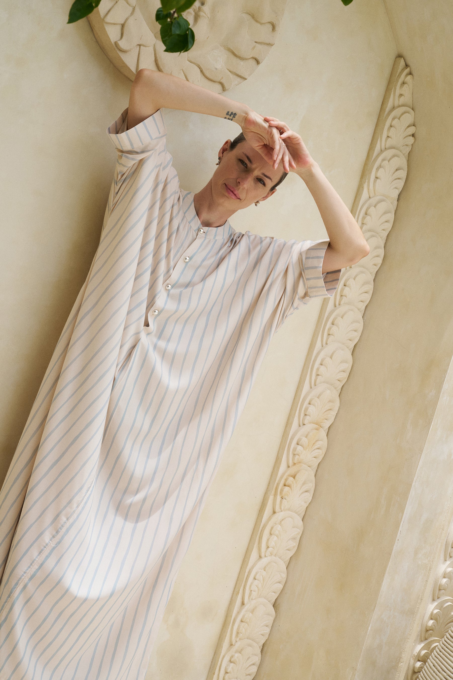 Oasis Print Kaftaan Dress (Spring Blue)