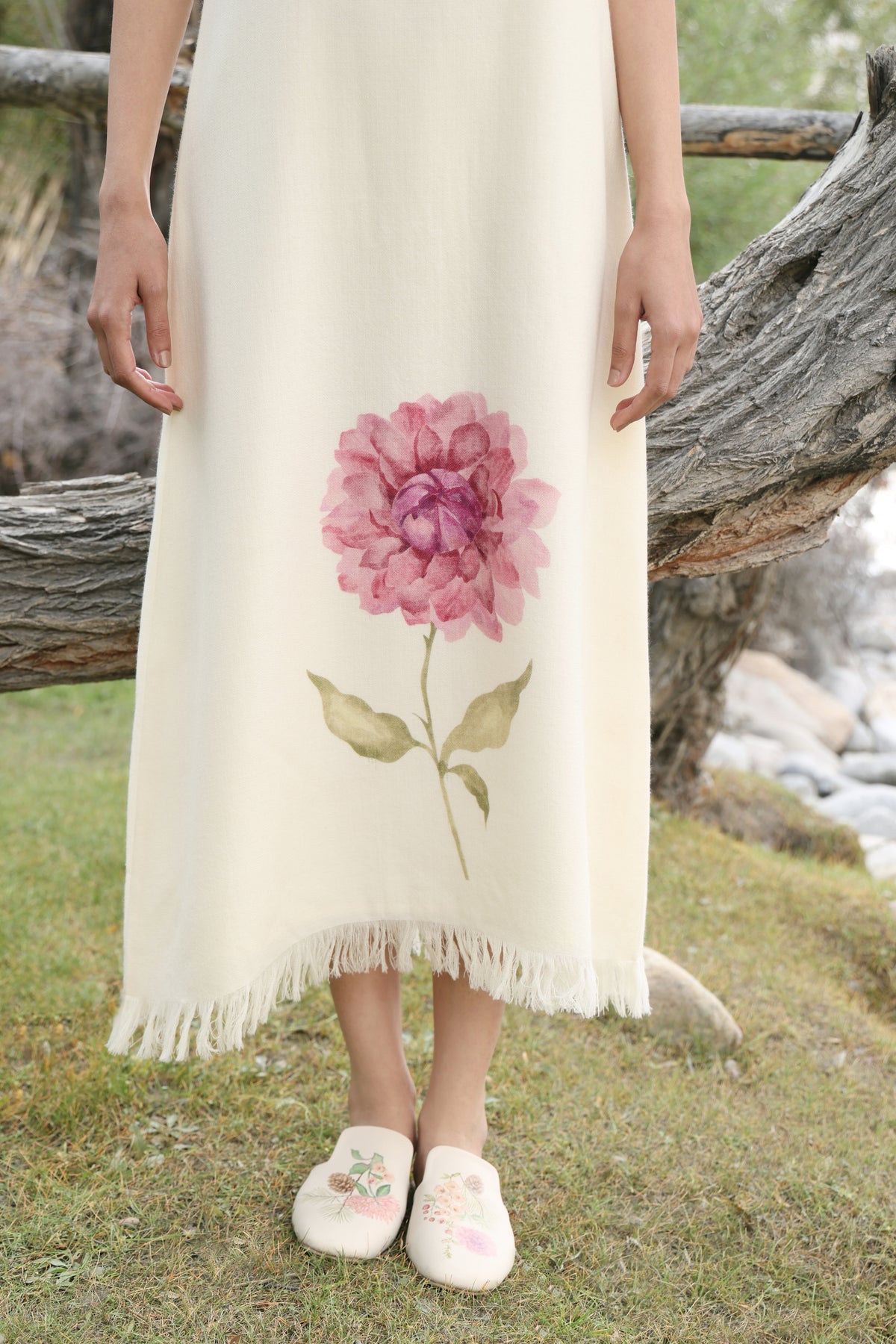 Day Bloom Woollen Dress (Ivory Alpine Botanics)