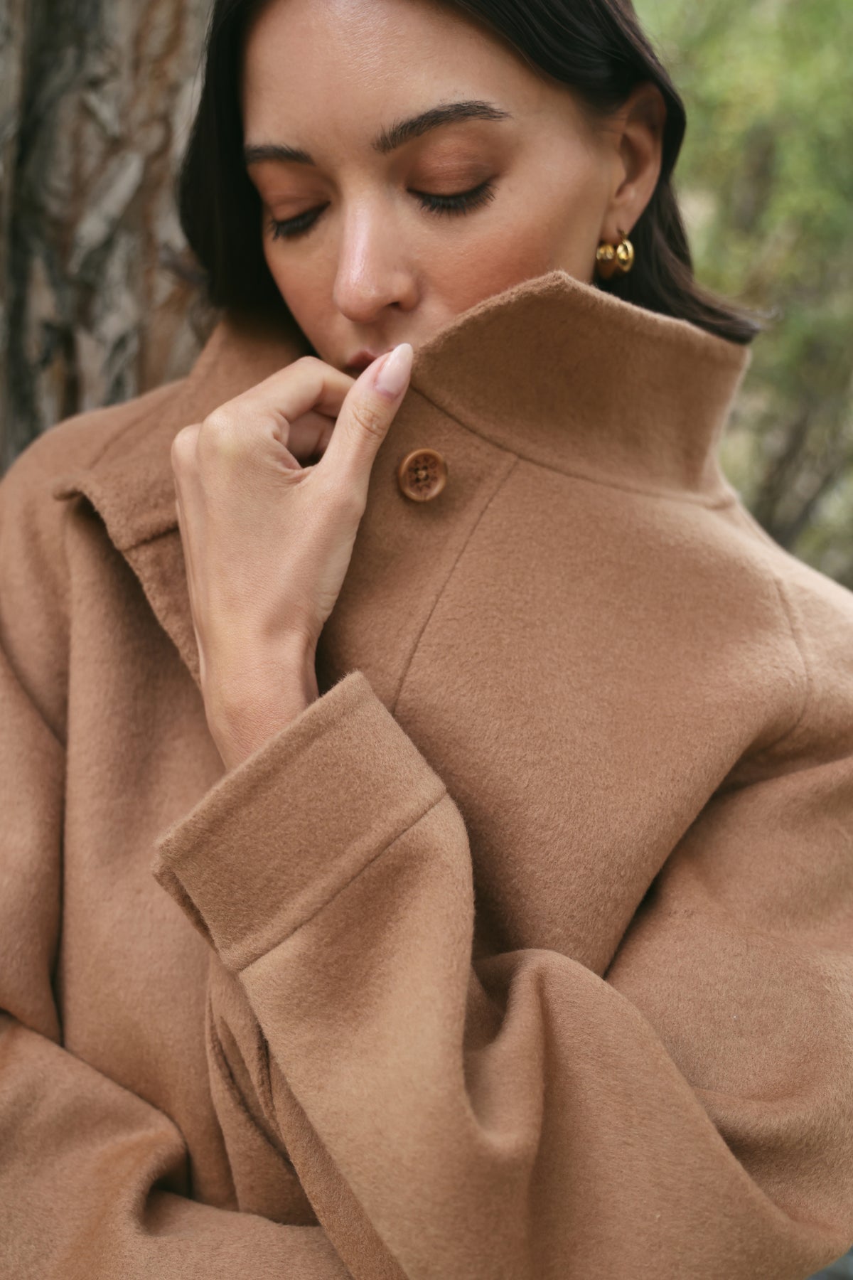 Outlands Merino Wool Blend Trench Jacket (Caramel)