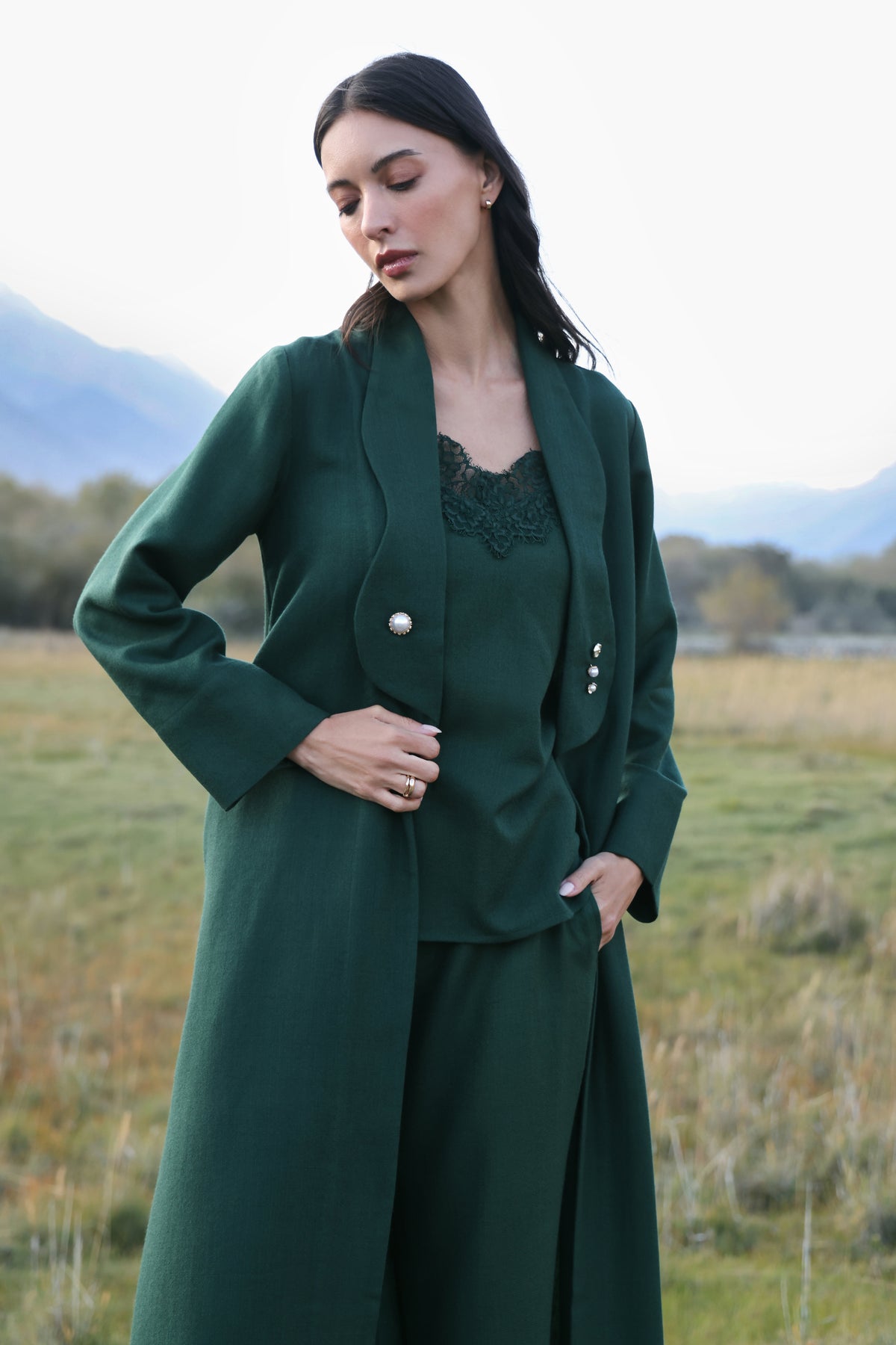 Afterglow Woollen Lace Top (Forest Pine)