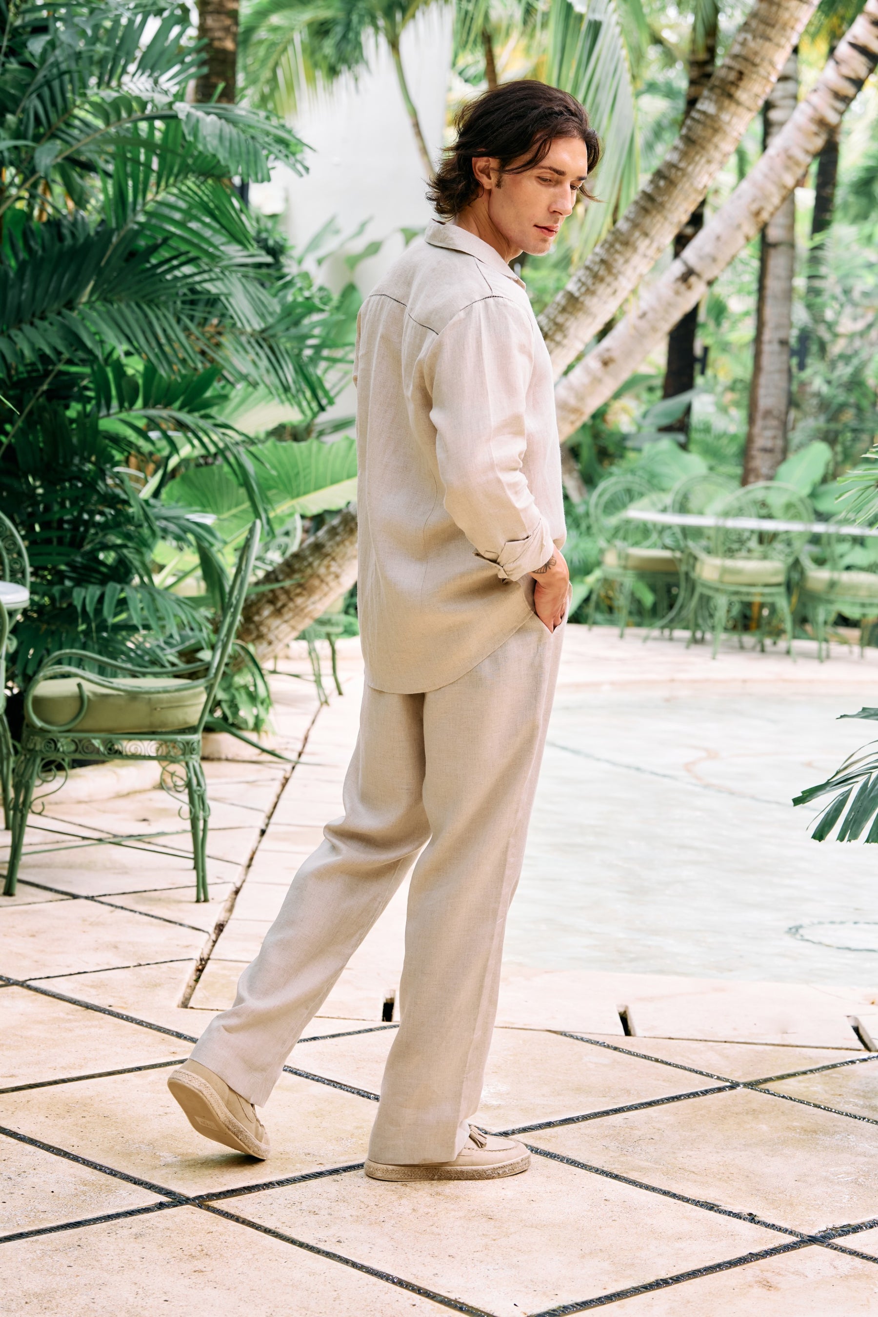 Horizon Peeking Print Shirt (Natural & Sage) & Steady Form Pants- Man (Natural)