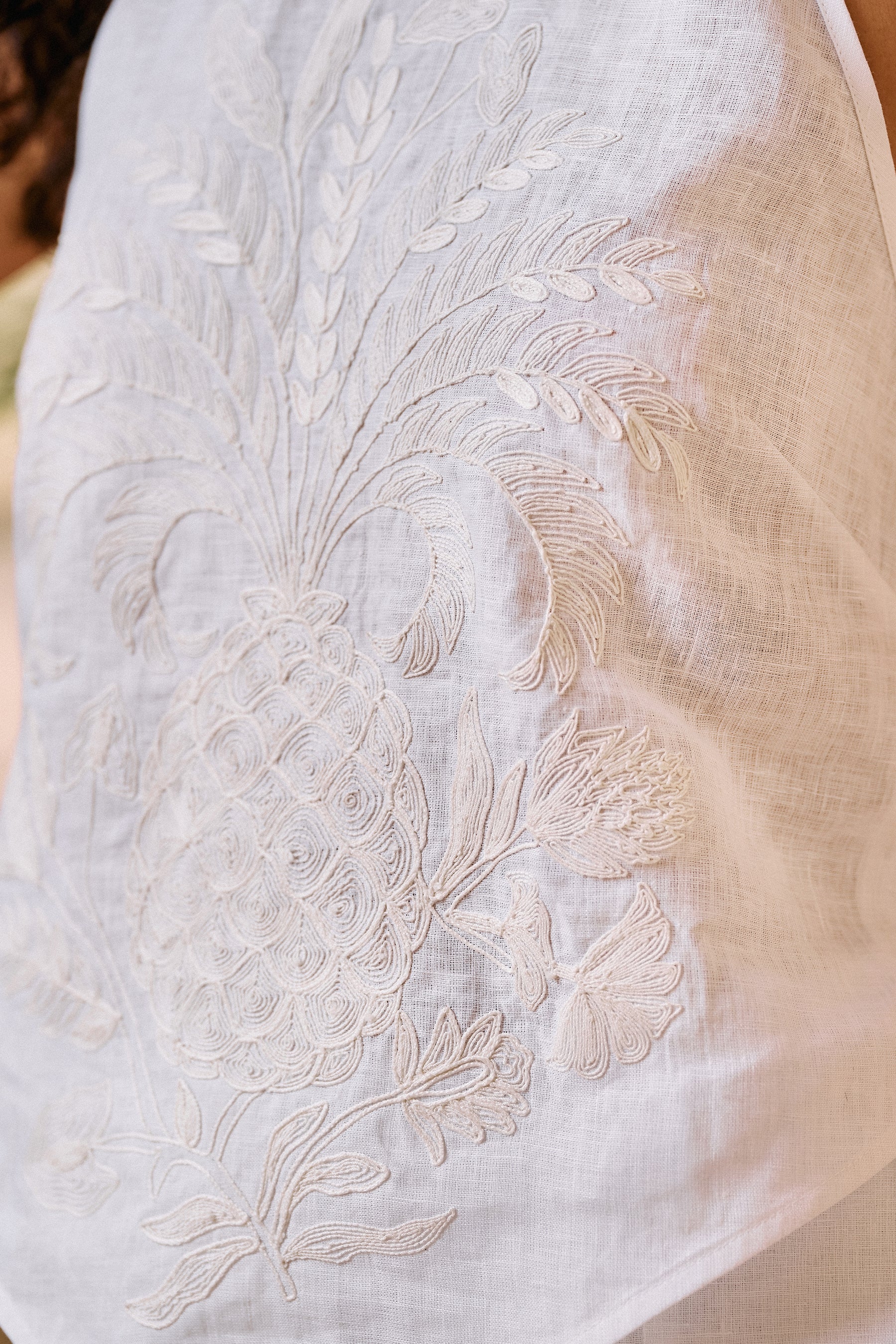 Pineapple Bare Back Top & Wandering Pants (White)