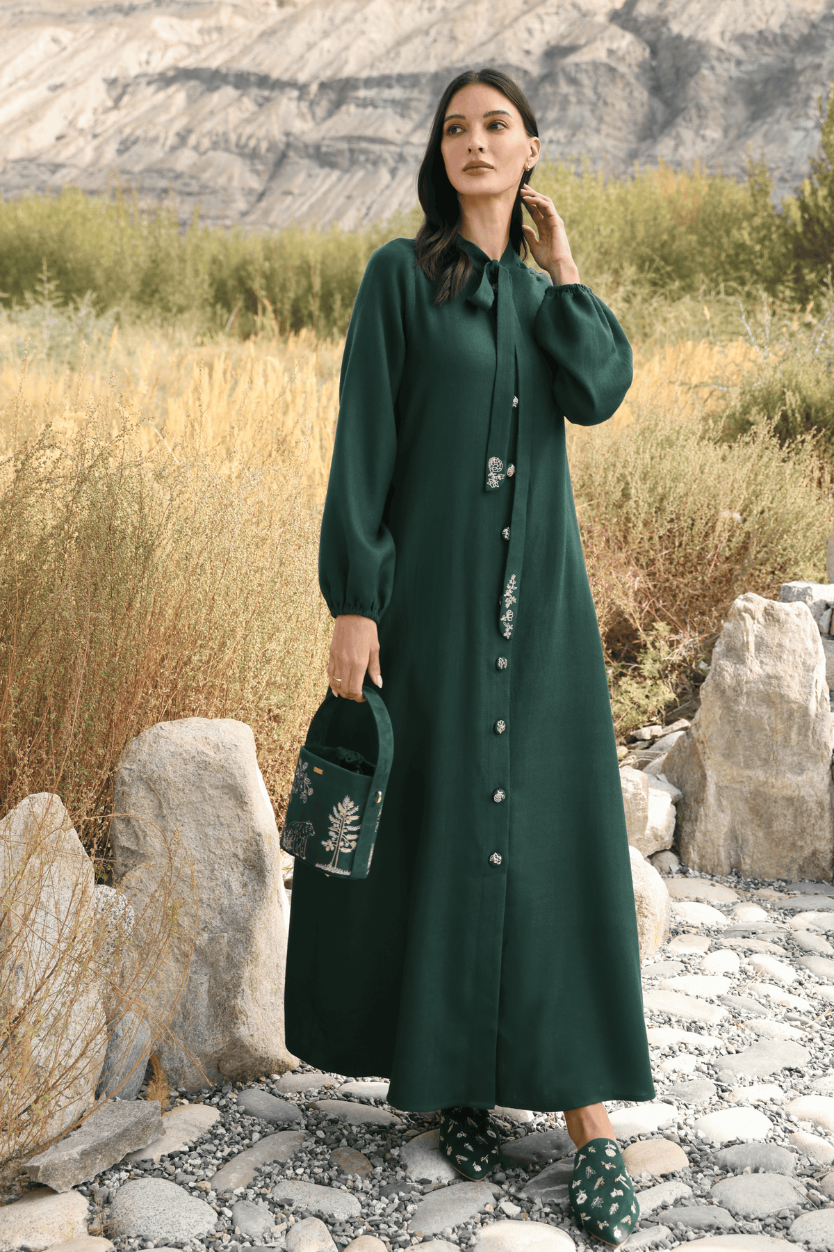 Ivy Woollen Dress (Forest Pine)