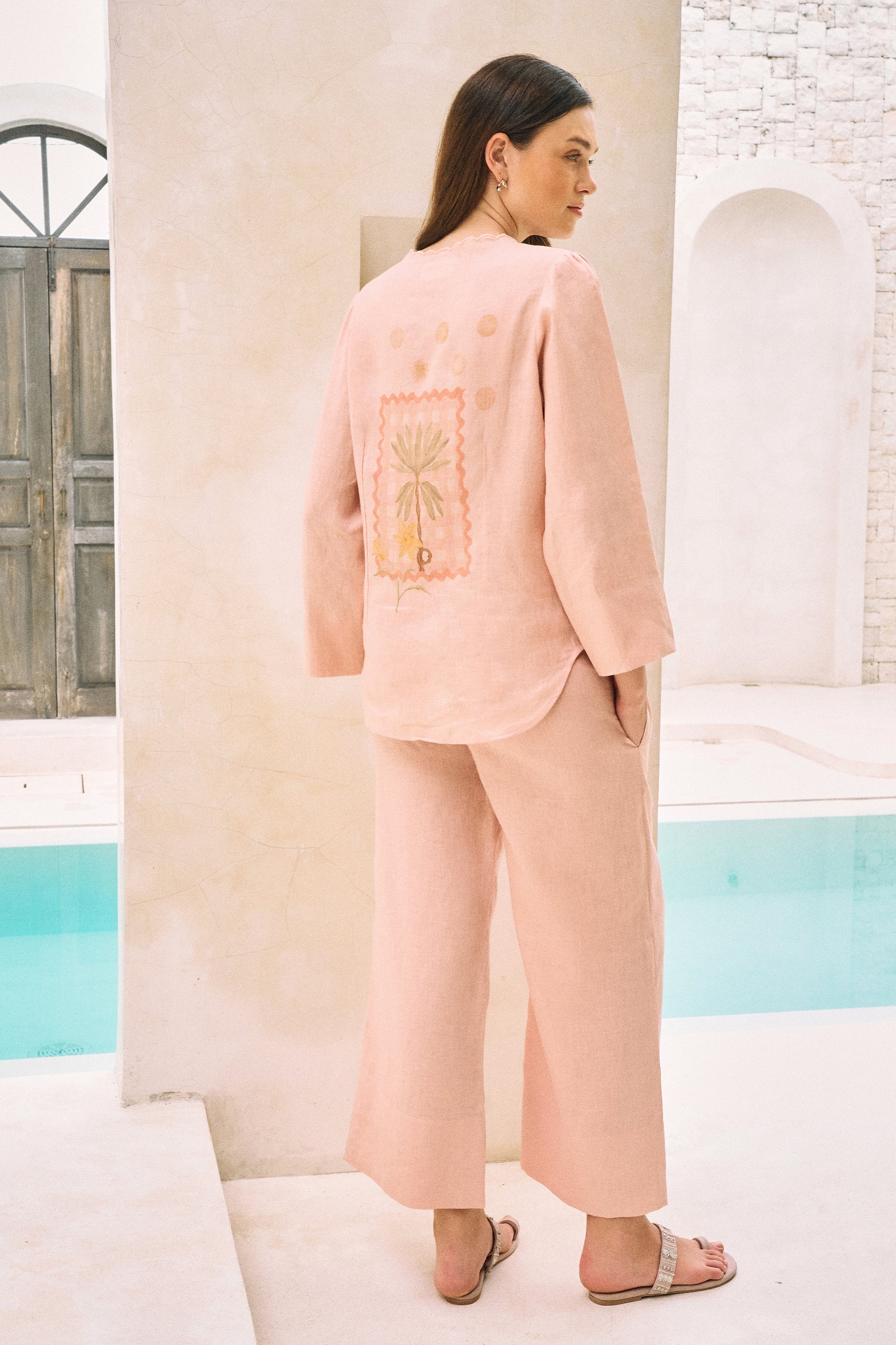 Summer Cooler Shirt (Dusty Pink Postcards Print)