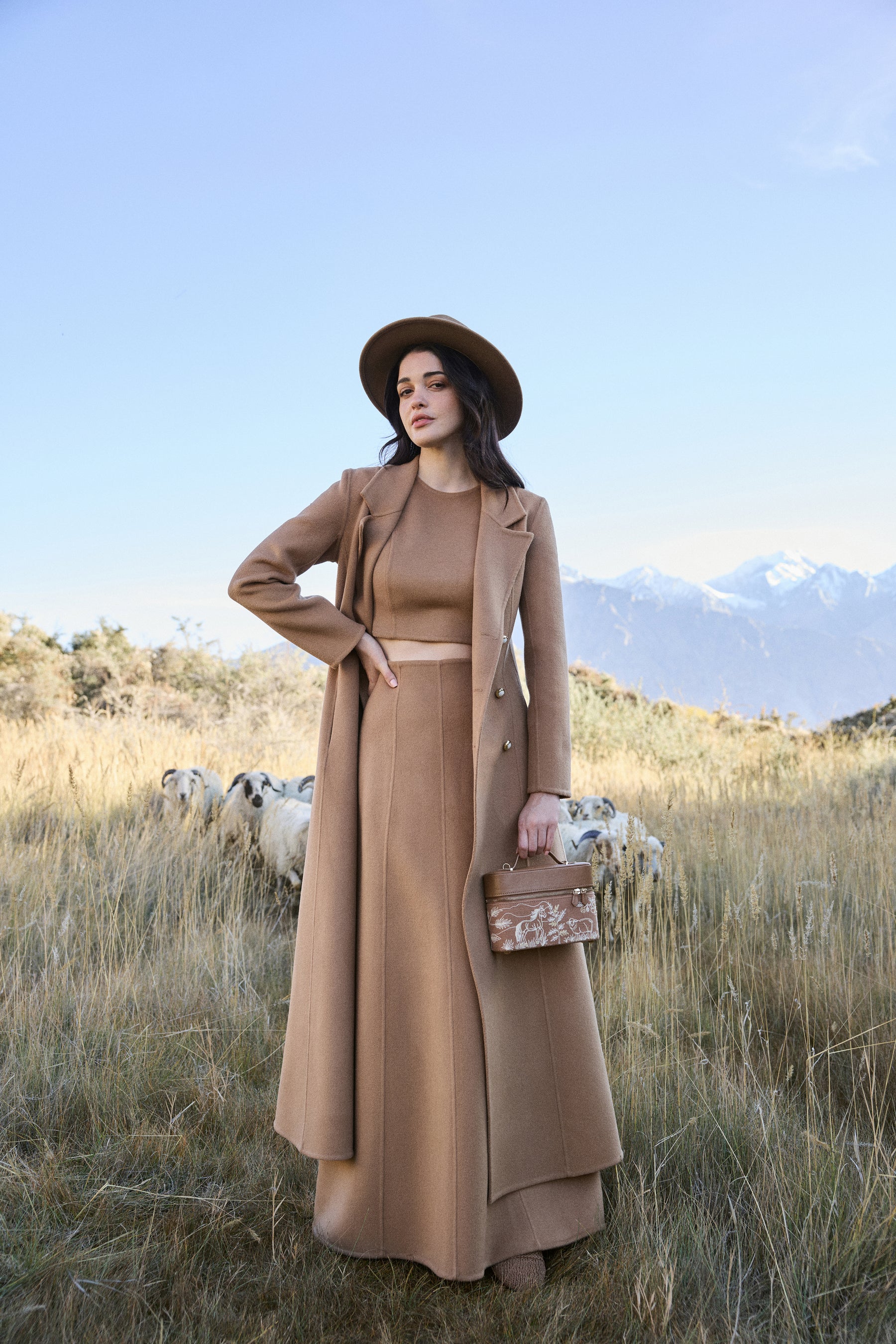 Cashmere-Silk-Merino Blend Skirt (Warm Honey)