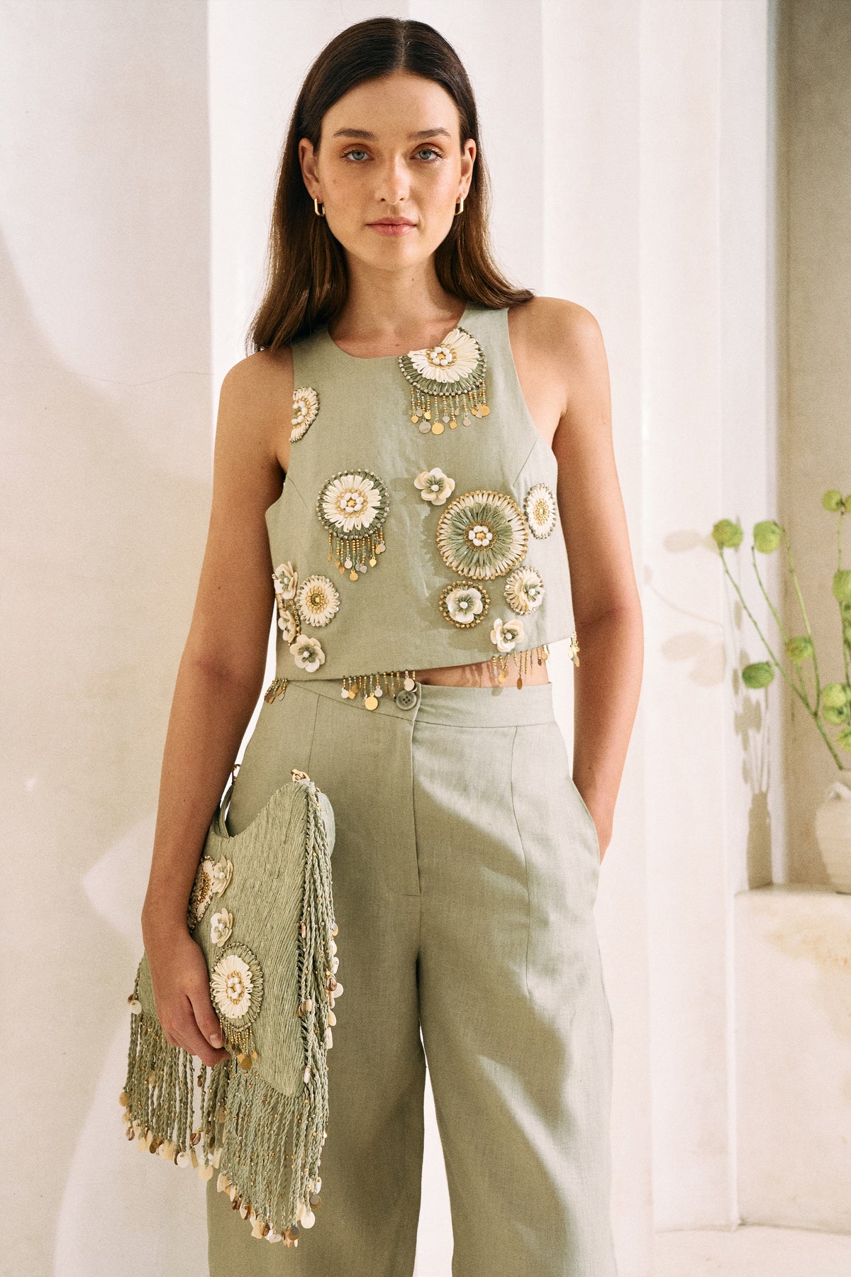 Elsewhere Top & Wandering Pants (Sage)