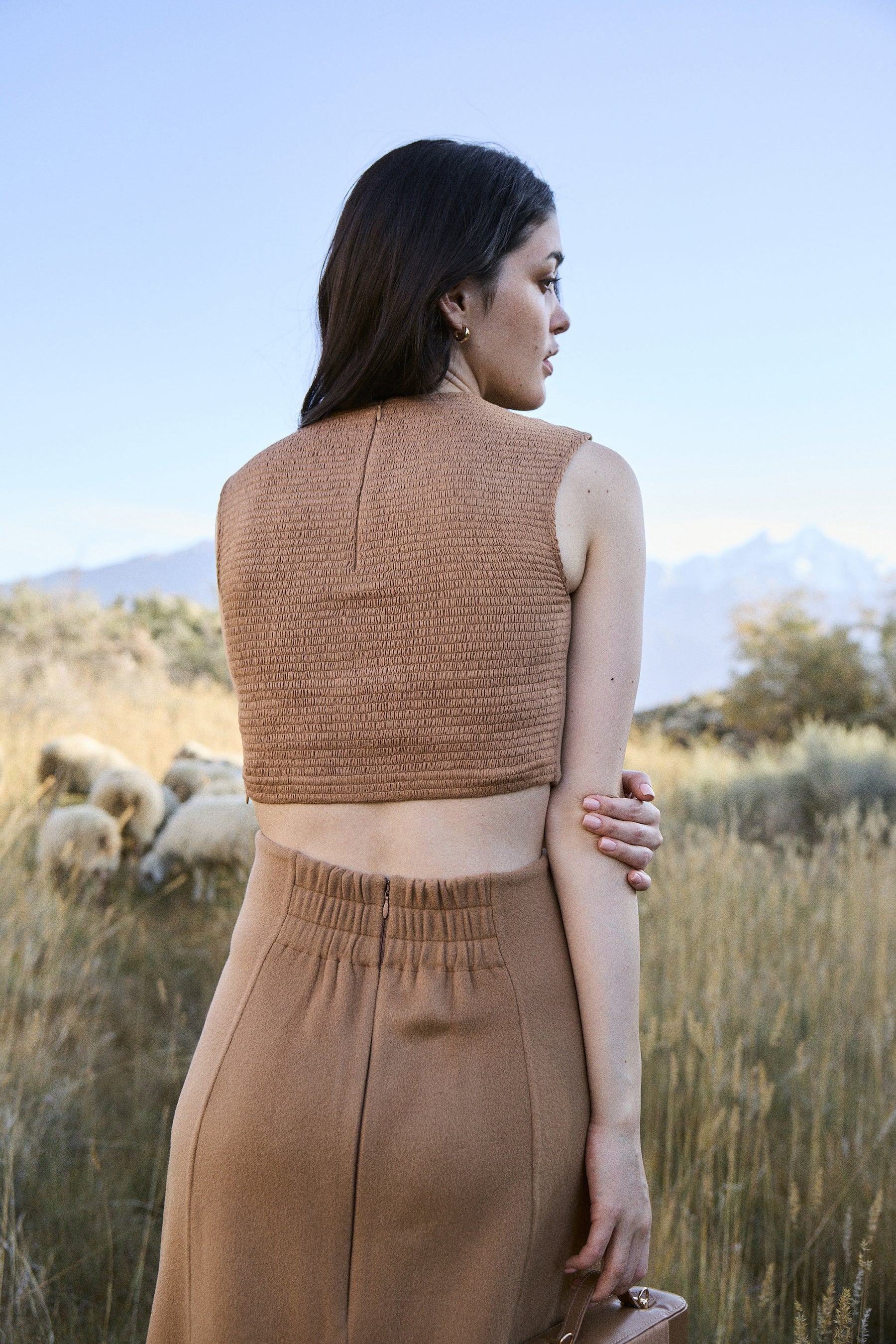 Cashmere-Silk-Merino Blend Skirt (Warm Honey)