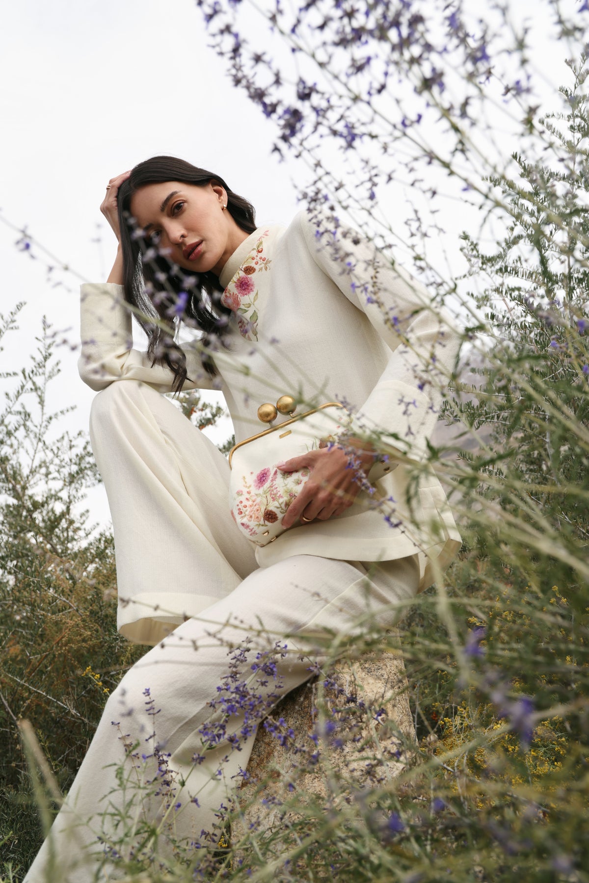Winter Hush Scarf Woollen Top (Ivory Alpine Botanics)