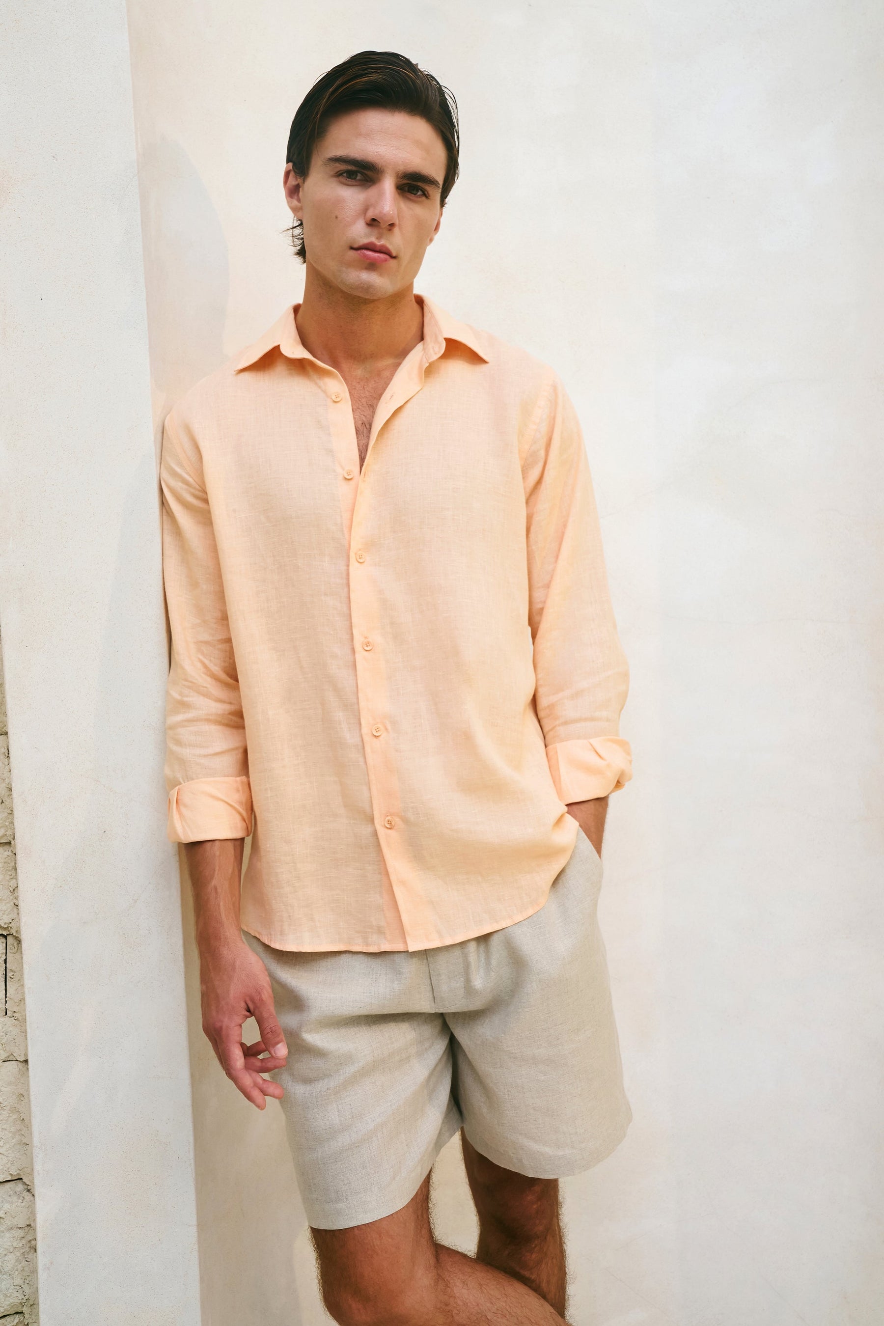 Melon Corsica Linen Shirt for Man
