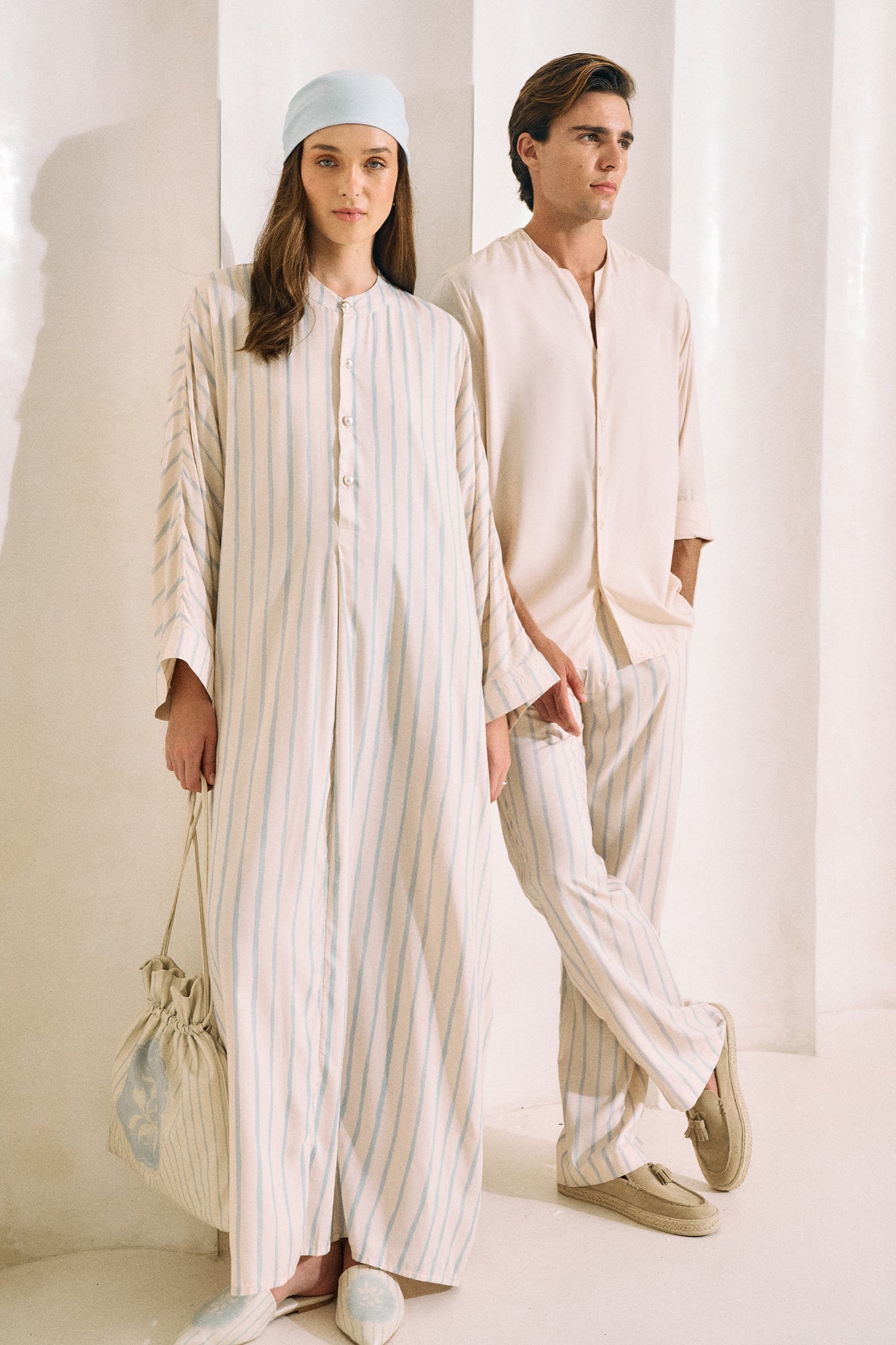 Oasis Print Kaftan Dress (Spring Blue)