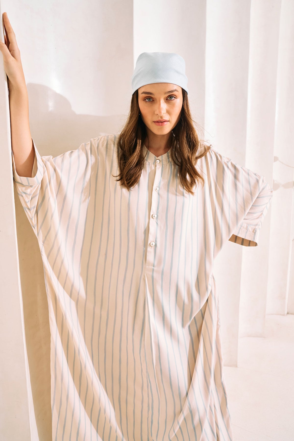 Oasis Print Kaftan Dress (Spring Blue)