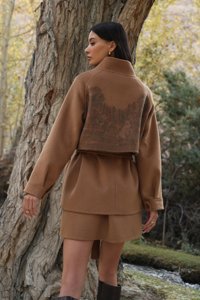 Outlands Merino Wool Blend Trench Jacket (Caramel)