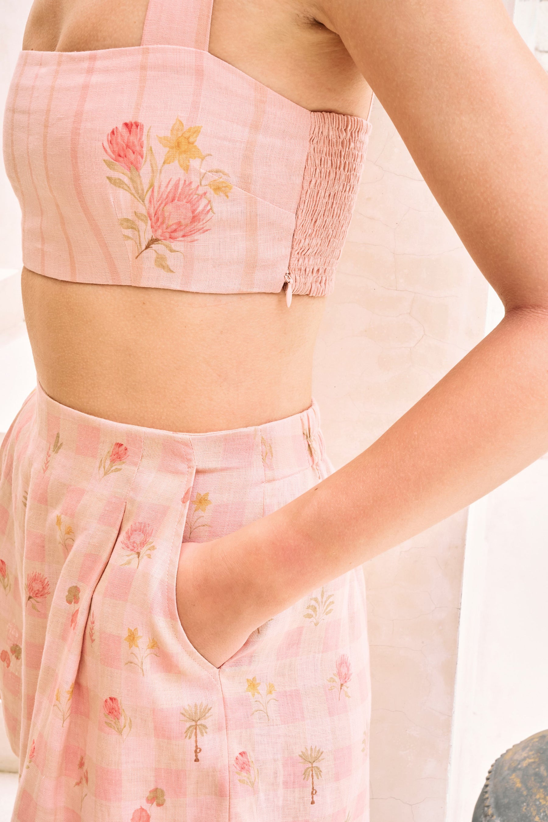 Dusty Pink Daydream Organic Linen Bandeau Top