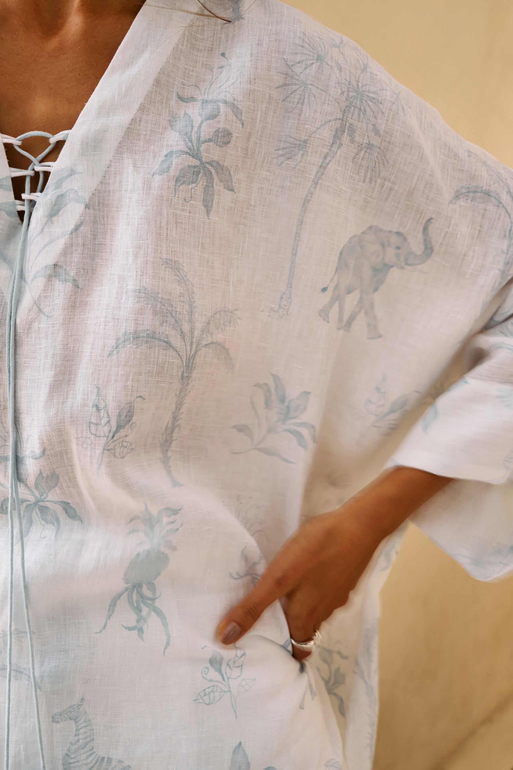 Oasis Print One Size Organic Linen Top