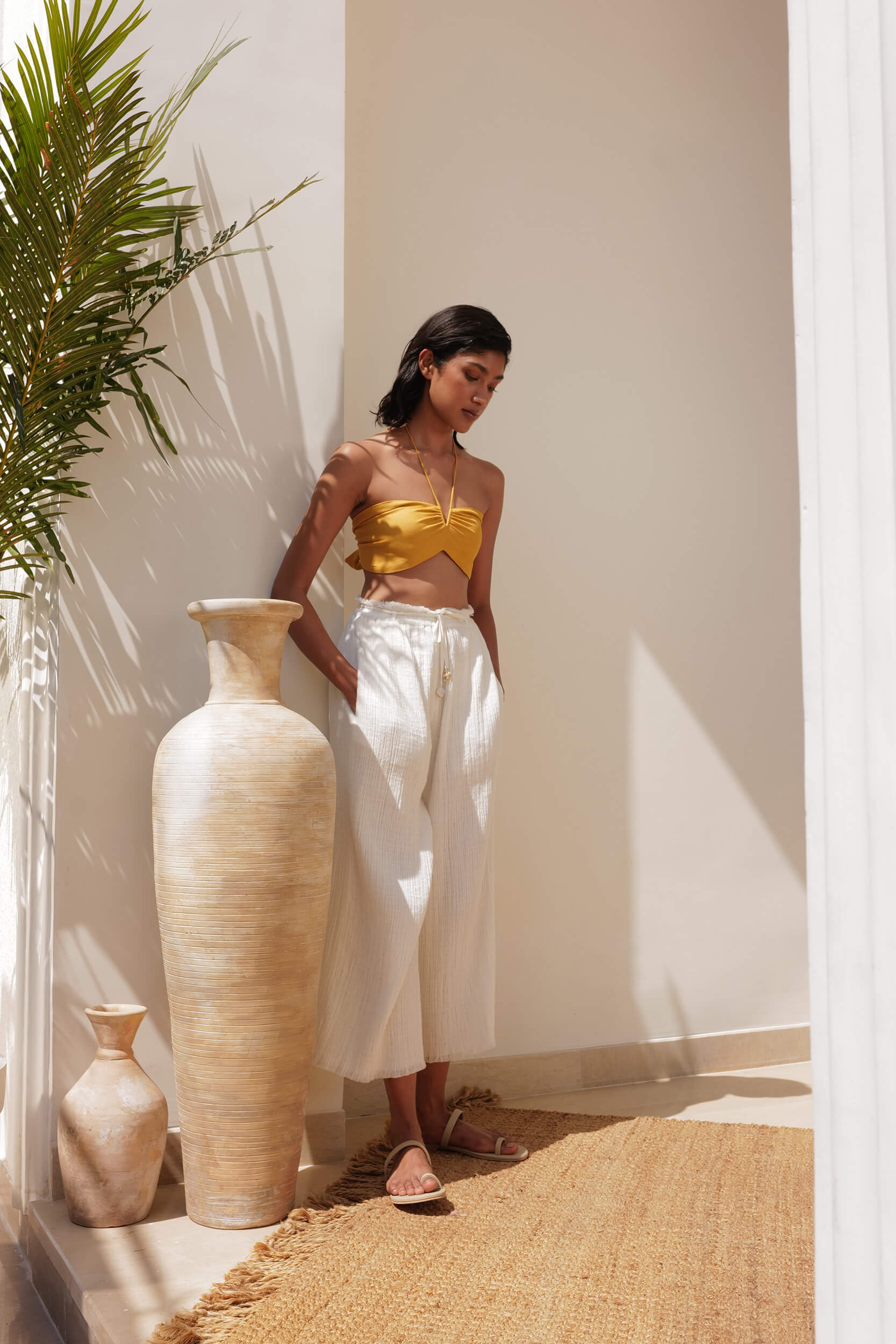 Sand Basic Tie Back Bandeau (Mustard)