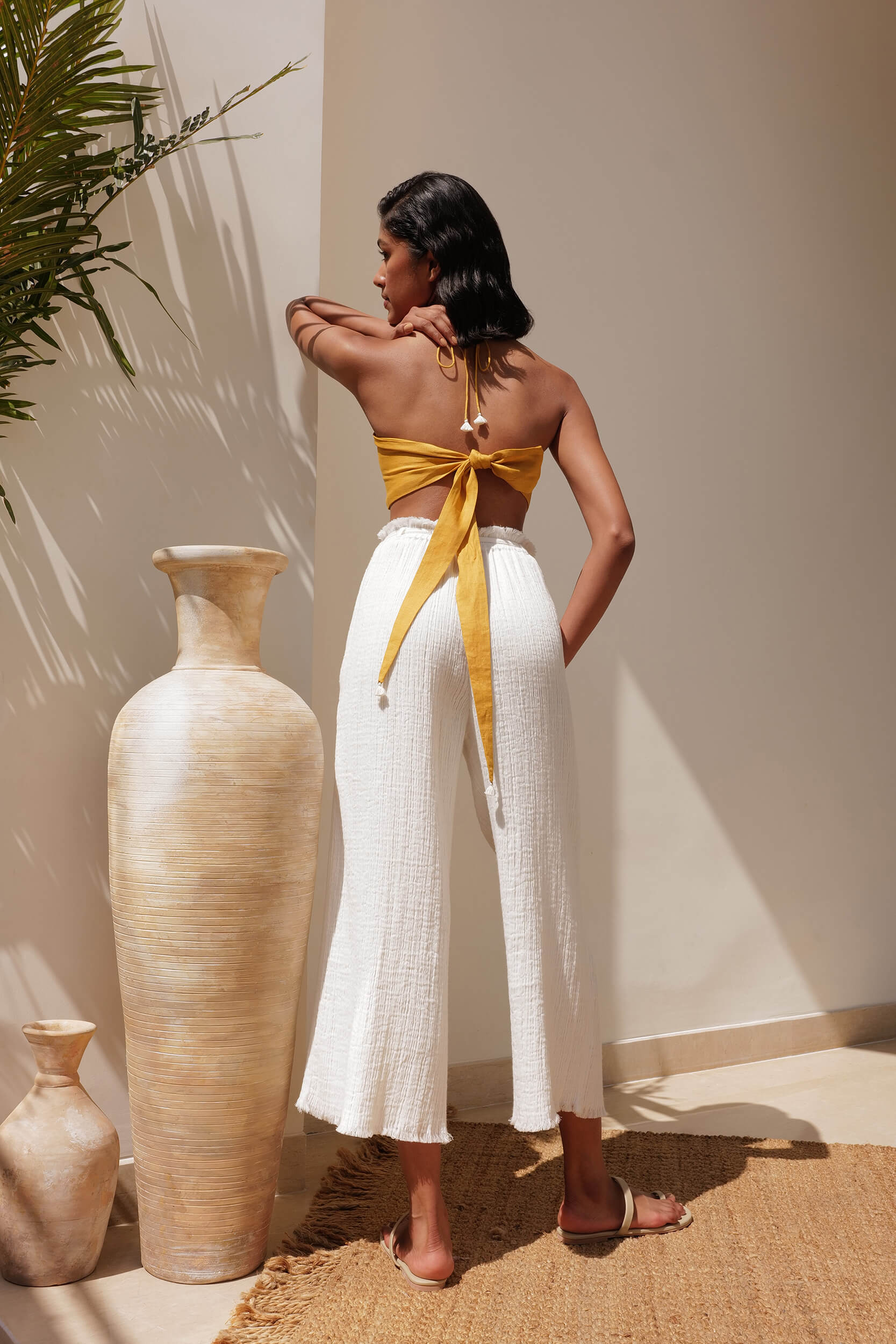 Sand Basic Tie Back Bandeau (Mustard)