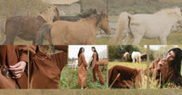 The Outlands winter collection: Himalayan horses, textured fabrics and women wearing warm brown woollen pieces