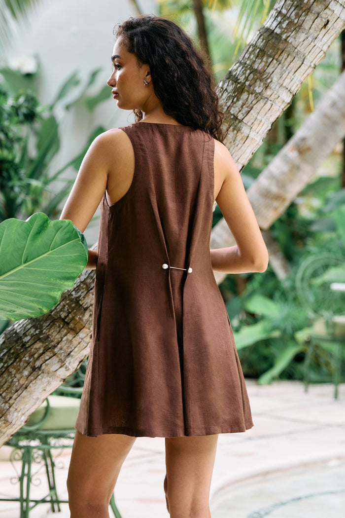 Last Reservation Short Dress (Espresso)