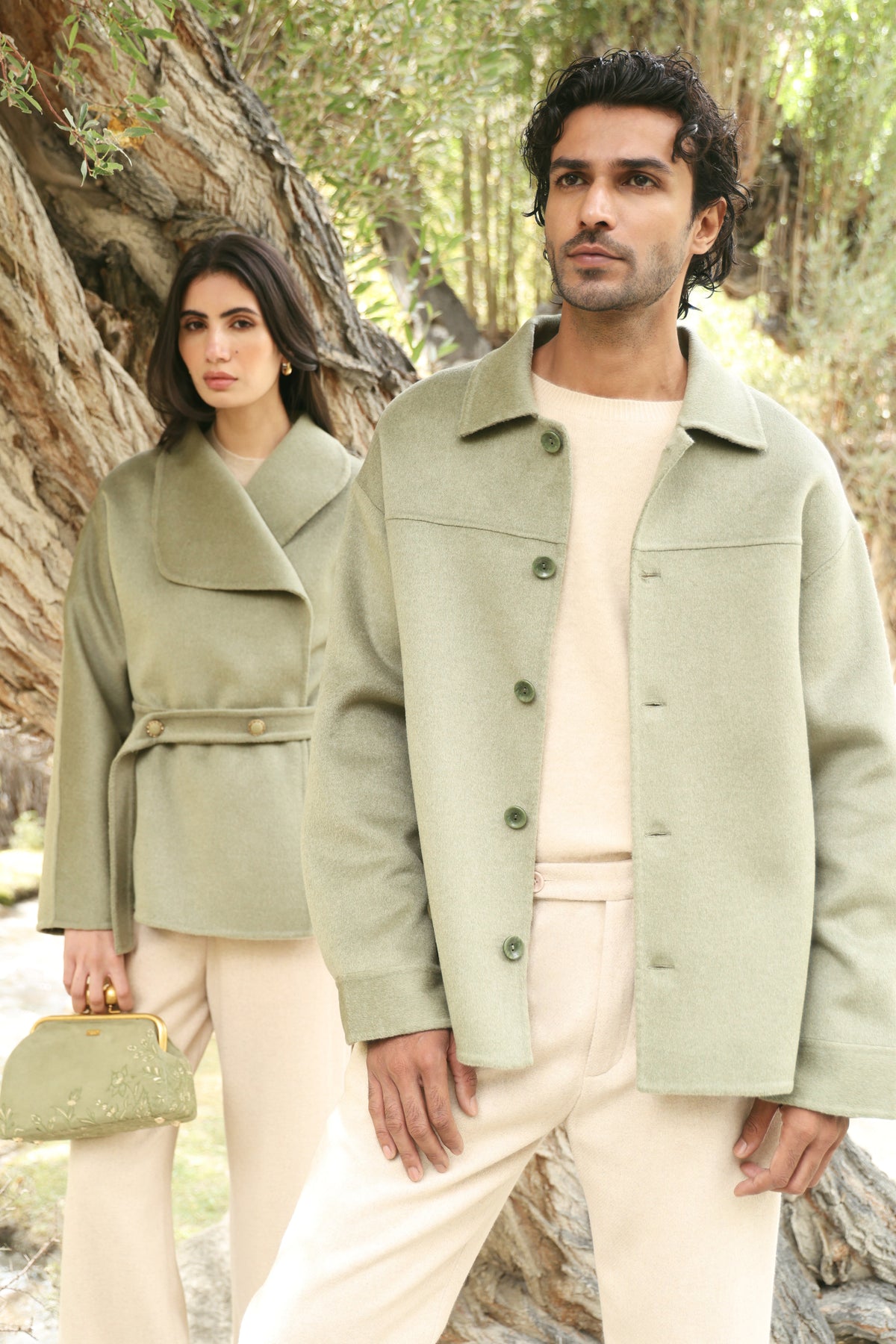 Cashmere-Silk-Merino Blend Overshirt-MAN (Winter Sage)