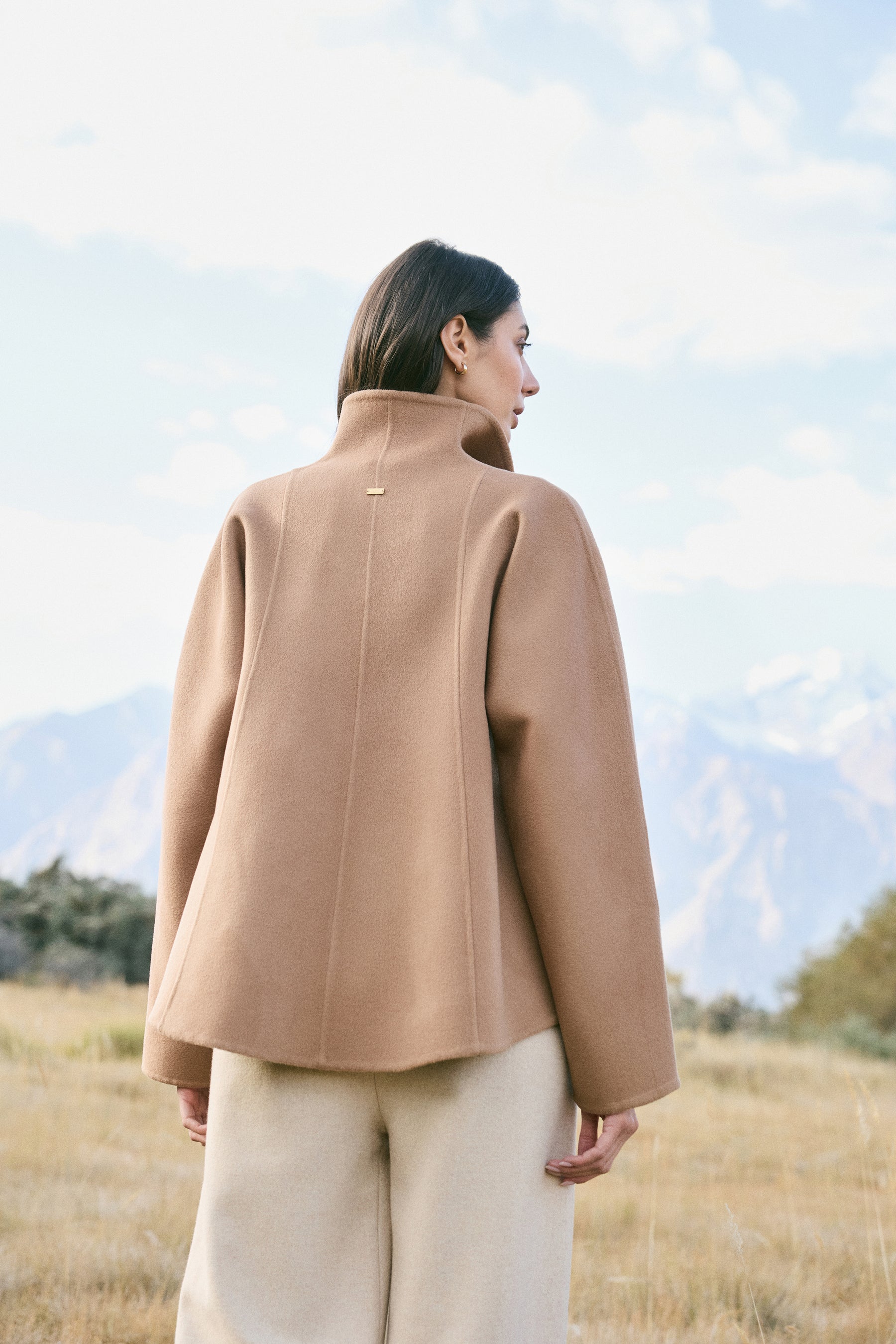 Cashmere-Silk-Merino Blend Wrap Coat (Warm Honey)