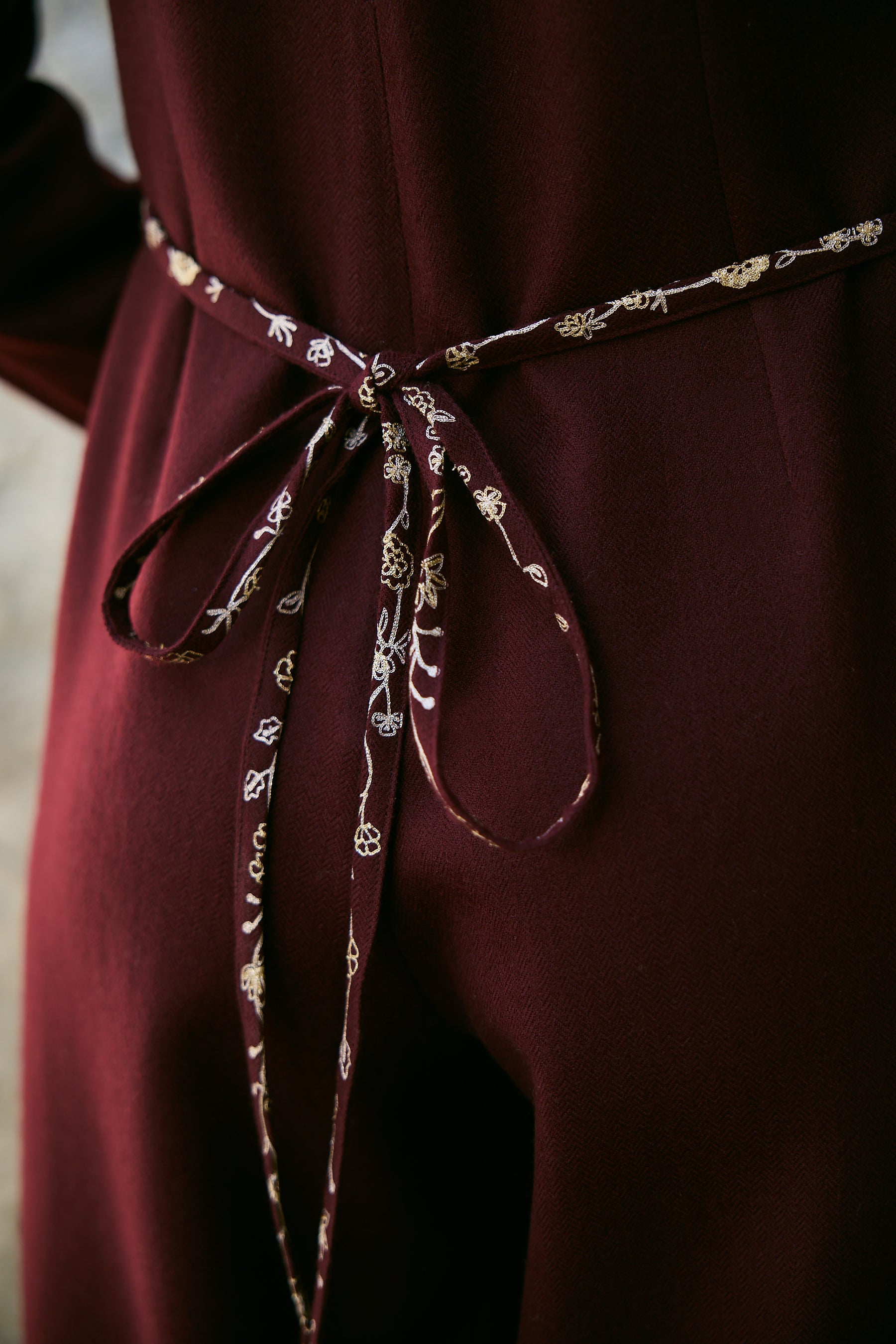 Meco Woollen Jumpsuit with Woollen Shawl (Merlot)