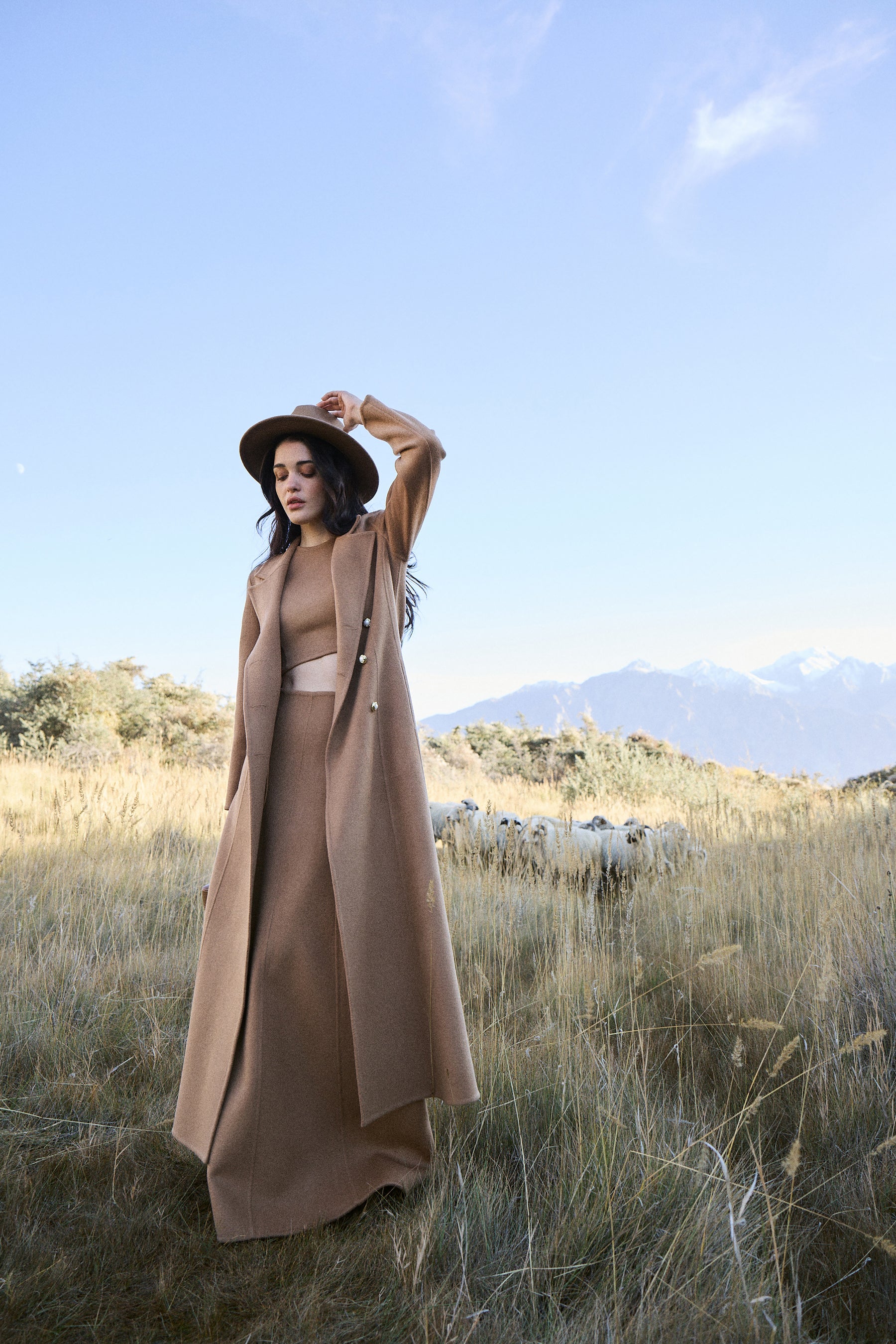 Cashmere-Silk-Merino Blend Dress Coat (Warm Honey)