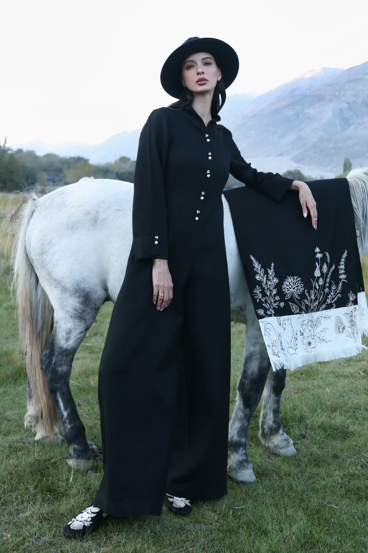 Still Night Woollen Jumpsuit (Black)