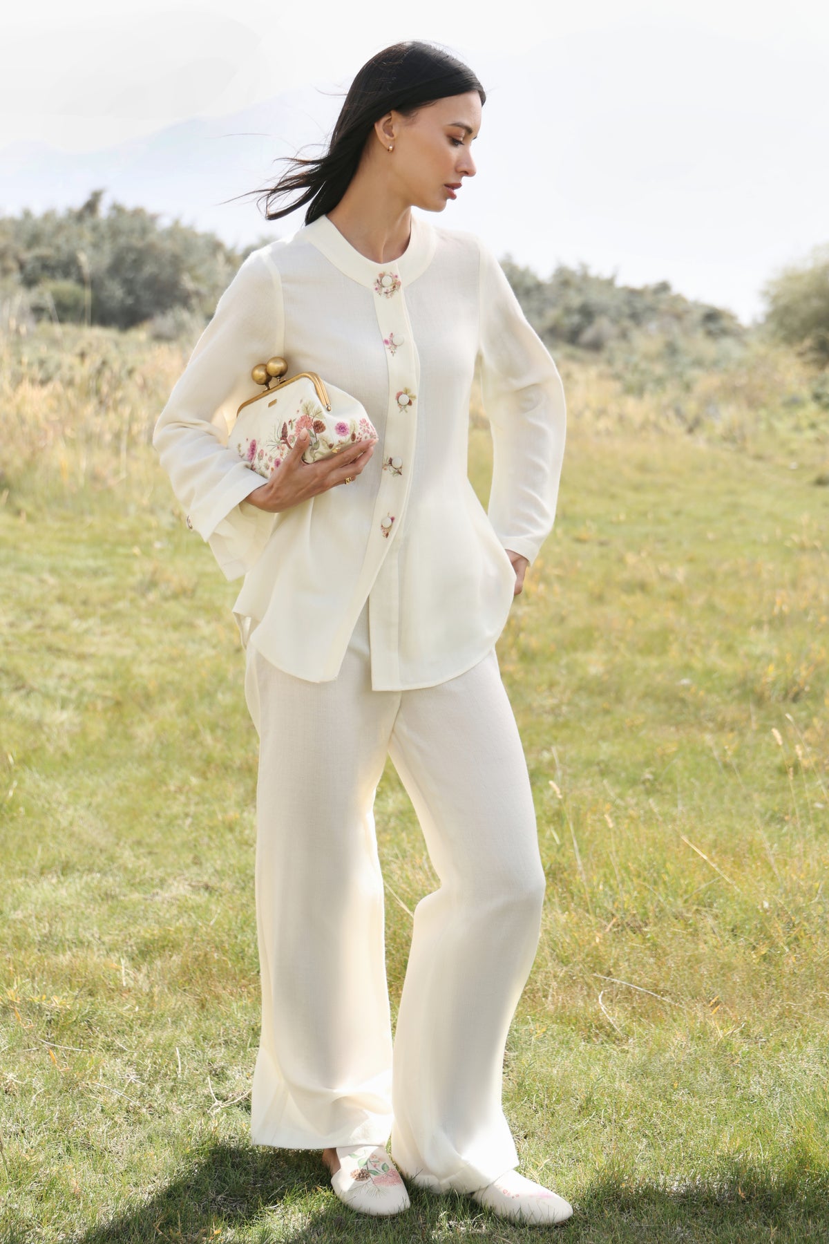 Autumn Bloom Woollen Top (Ivory Alpine Botanics)