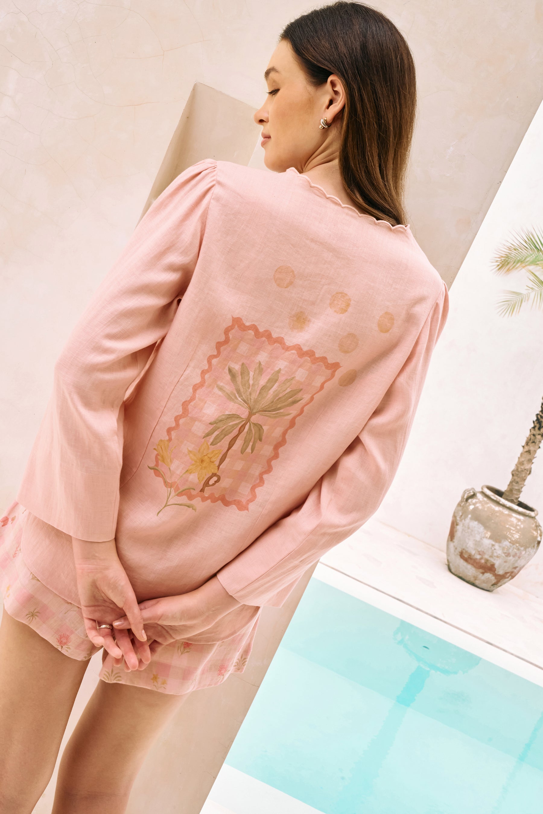 Summer Cooler Shirt (Dusty Pink Postcards Print)