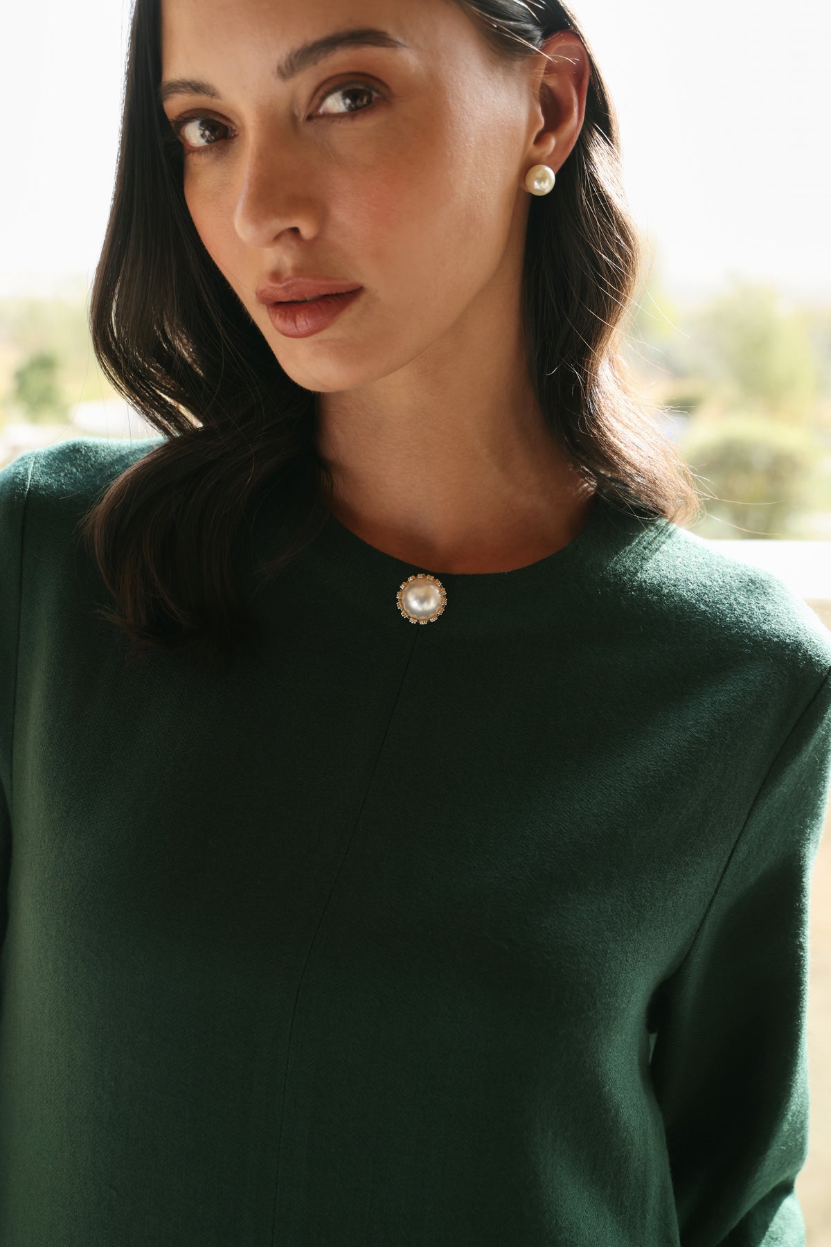 Evergreen Woollen Jumpsuit (Forest Pine) & Evergreen Woollen Shawl (Forest Pine)