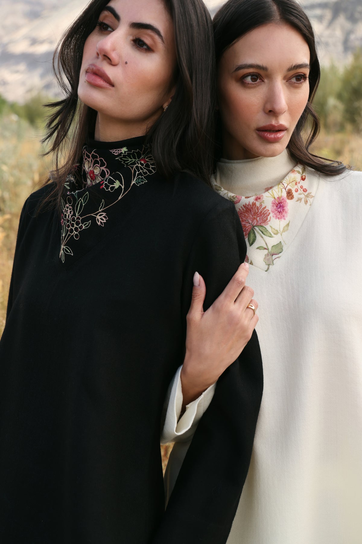 Winter Hush Button Scarf Top (Black) & Laha Woollen Pants (Black)
