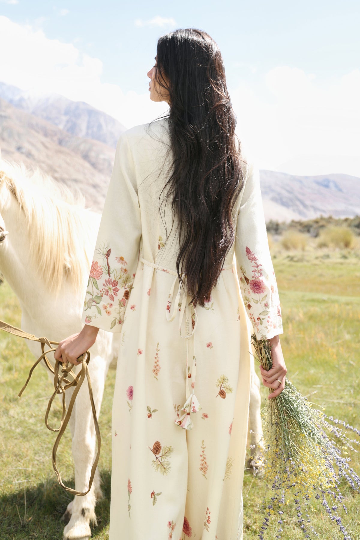 Autumn Bloom Woollen Jumpsuit (Ivory Alpine Botanics)