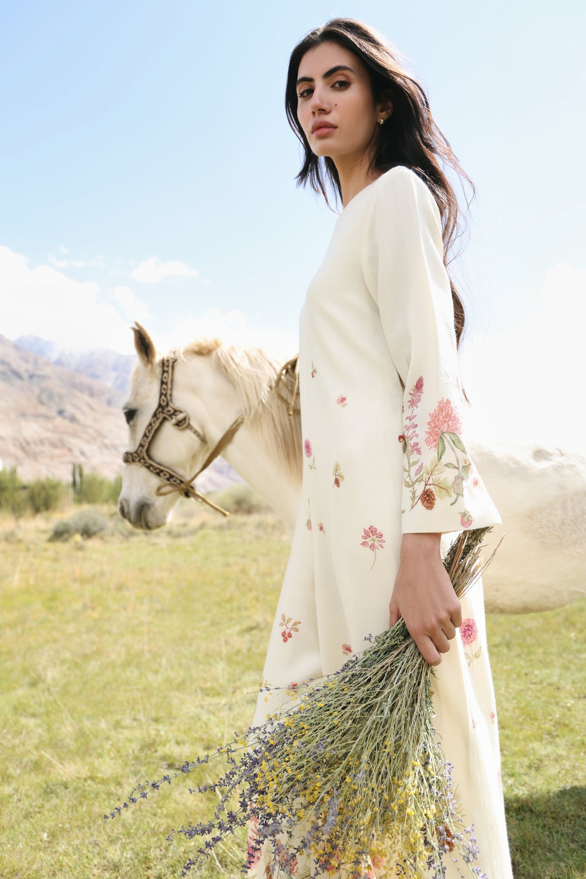 Autumn Bloom Woollen Jumpsuit (Ivory Alpine Botanics)