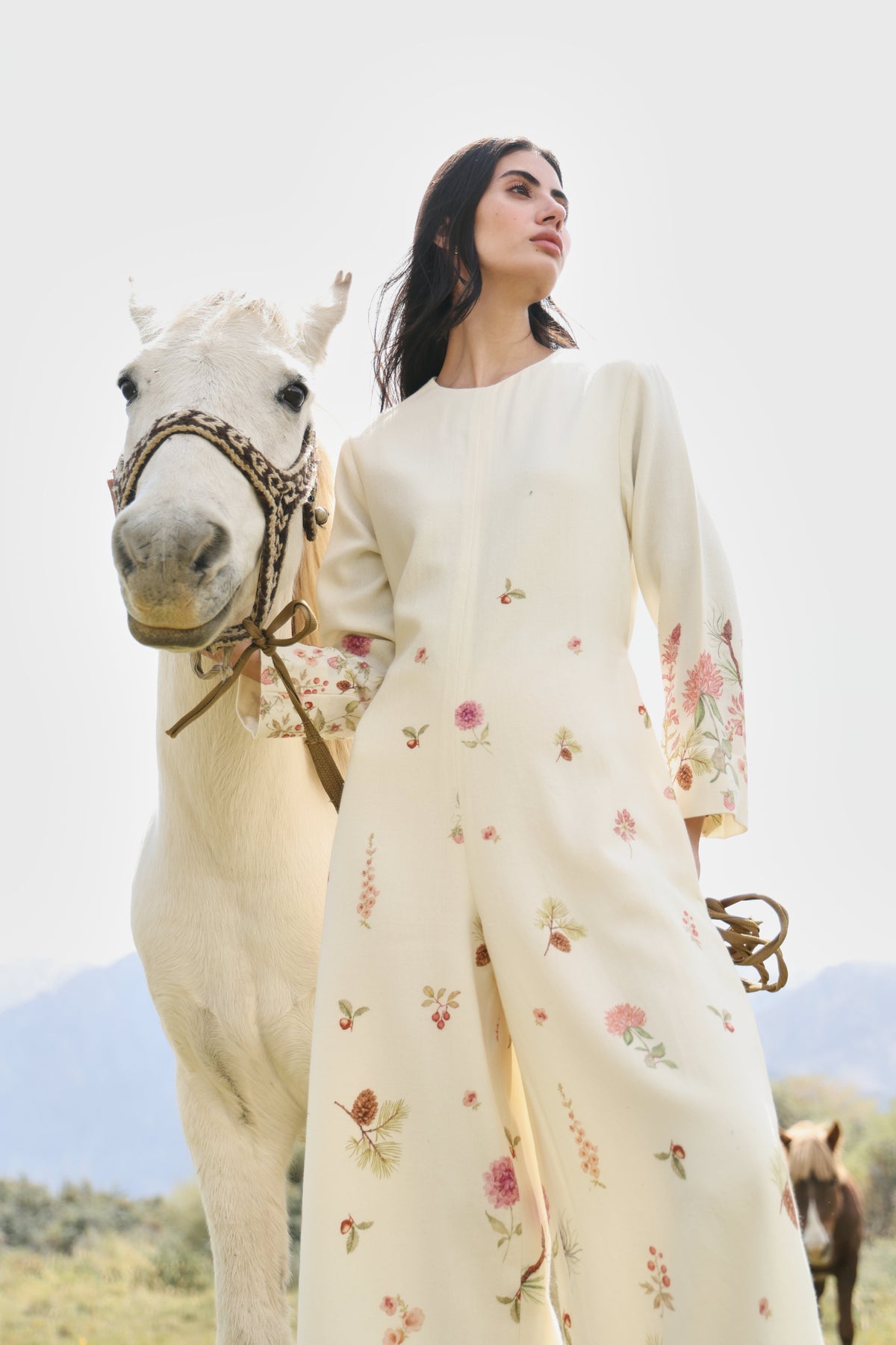 Autumn Bloom Woollen Jumpsuit (Ivory Alpine Botanics)