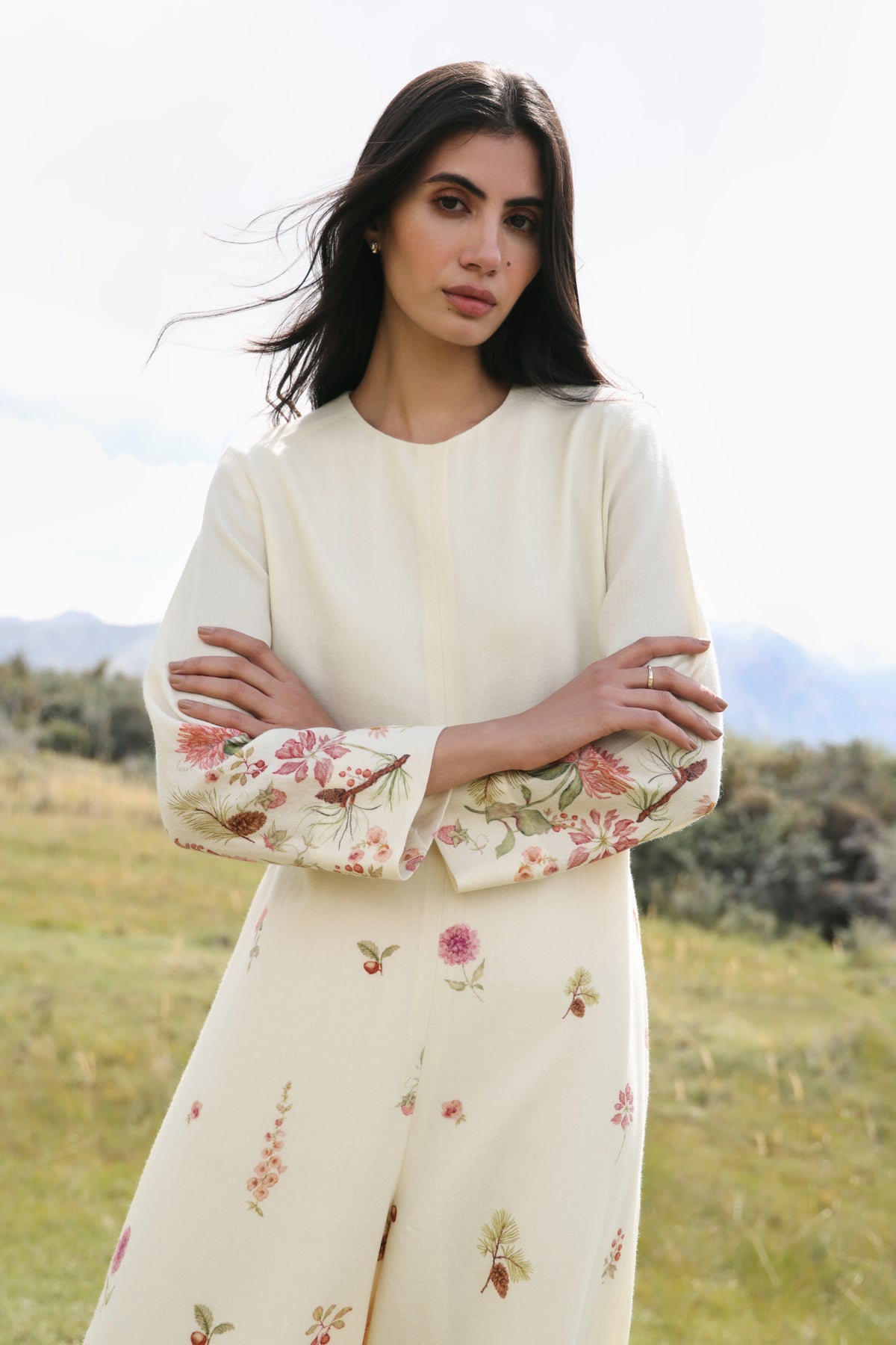 Autumn Bloom Woollen Jumpsuit (Ivory Alpine Botanics)