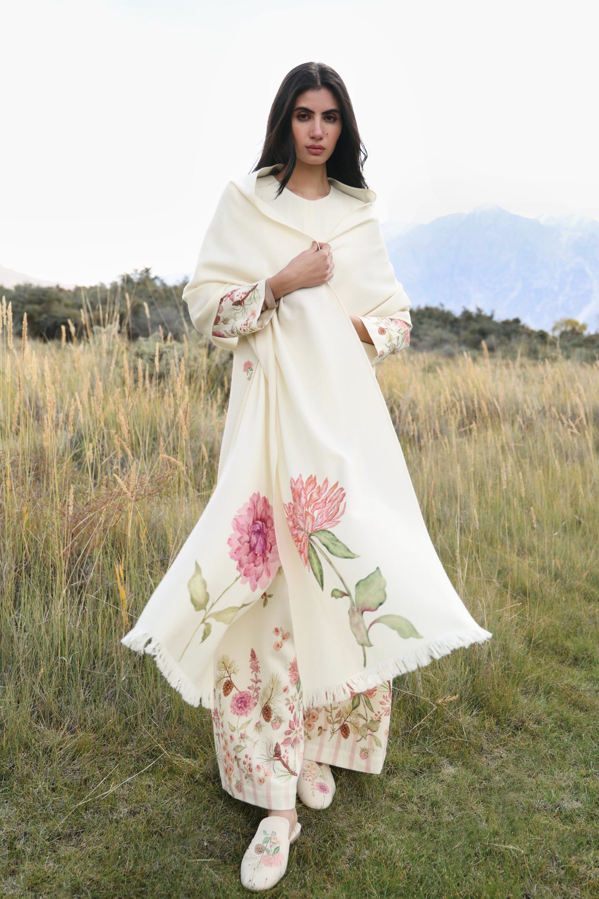 Autumn Bloom Woollen Jumpsuit (Ivory Alpine Botanics)