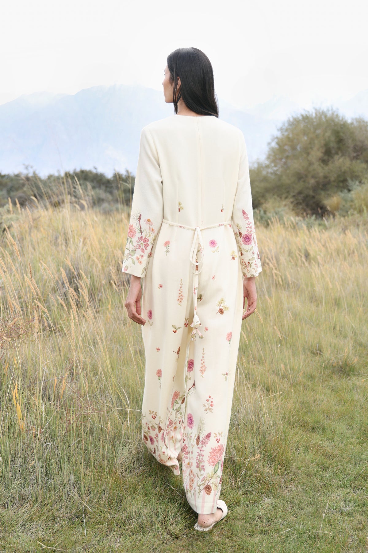 Autumn Bloom Woollen Jumpsuit (Ivory Alpine Botanics)