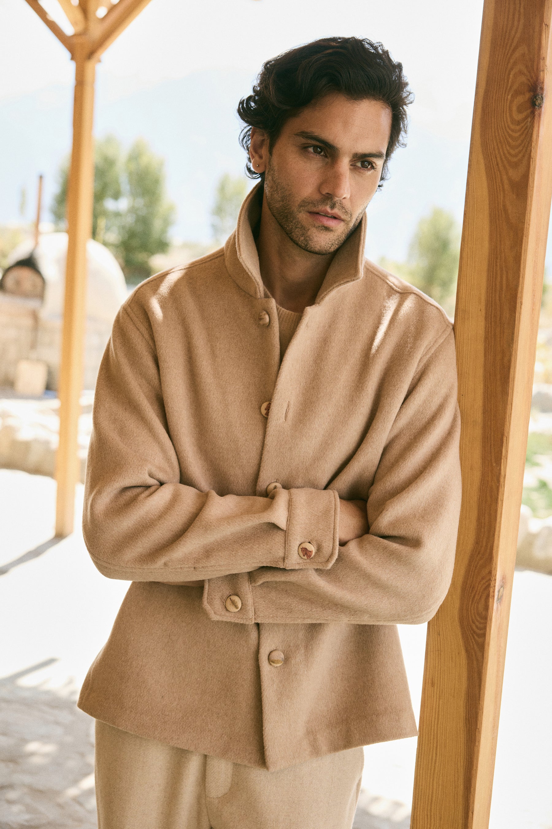 Valley Button Print Overshirt -Man (Oatmeal)