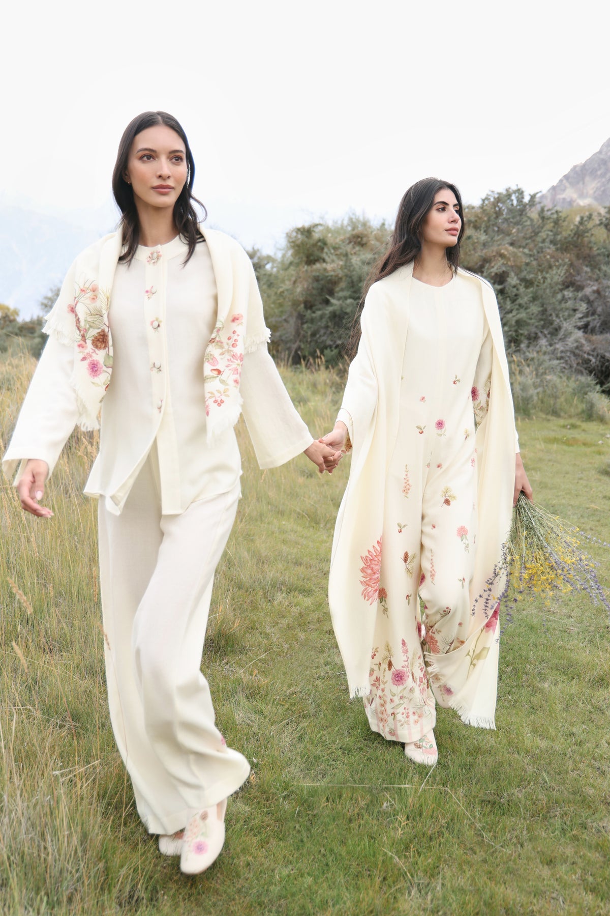 Autumn Bloom Woollen Jumpsuit (Ivory Alpine Botanics)