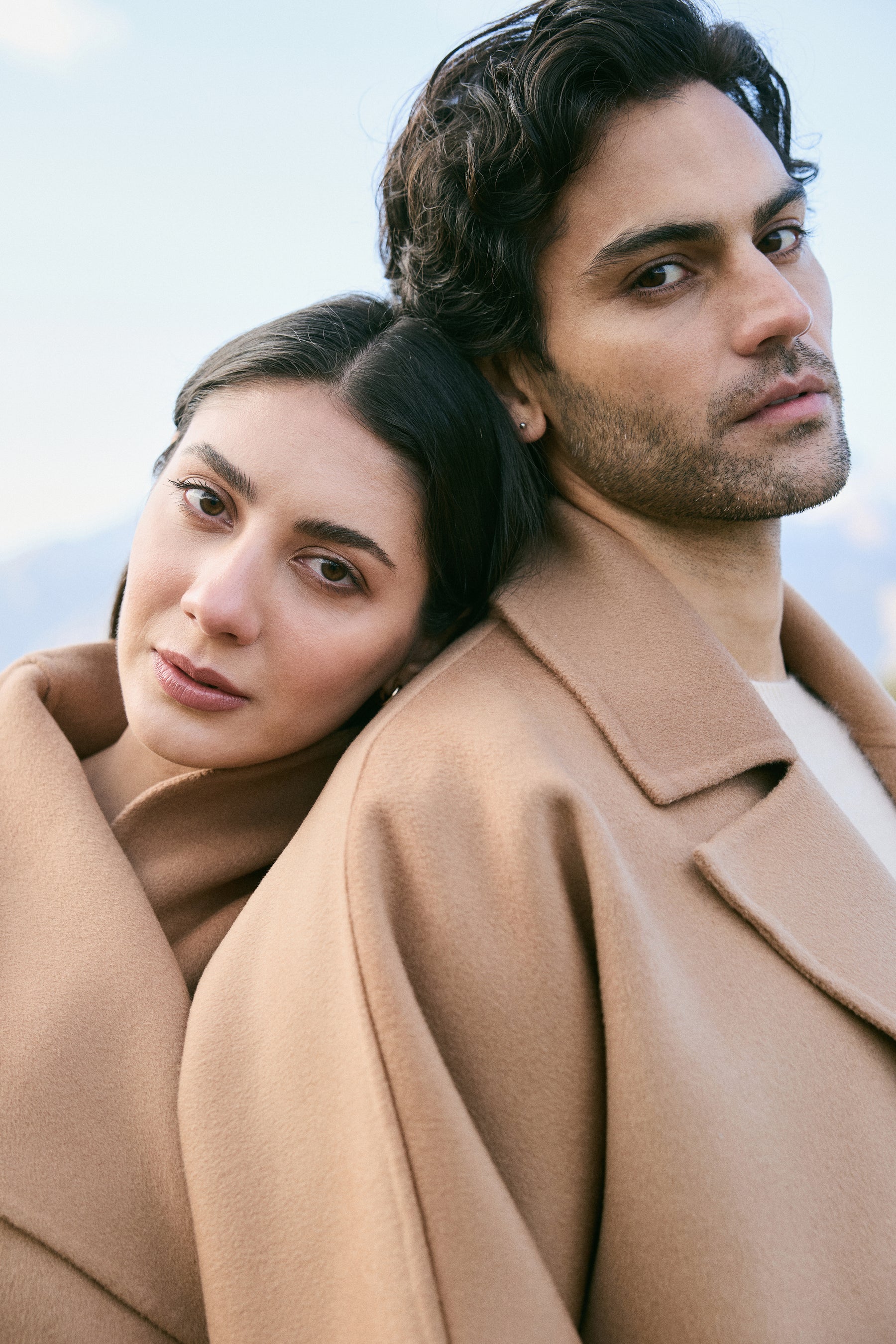Cashmere-Silk-Merino Blend Wrap Coat (Warm Honey)