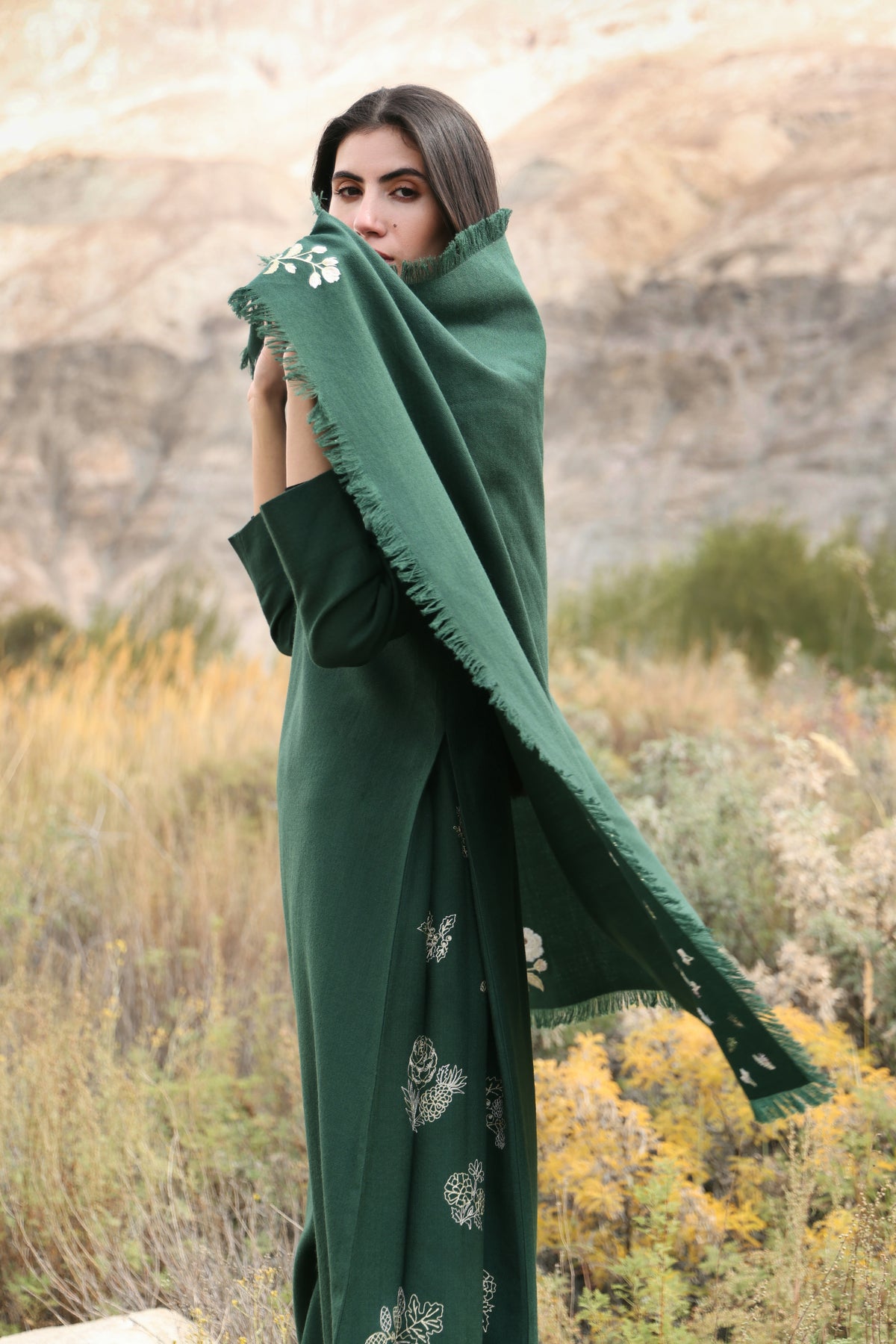 First Frost Woollen Scarf (Forest Pine)