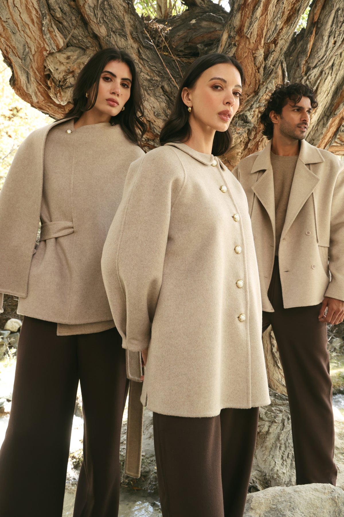 Cashmere-Silk-Merino Blend Scarf Coat (Winter Oat)