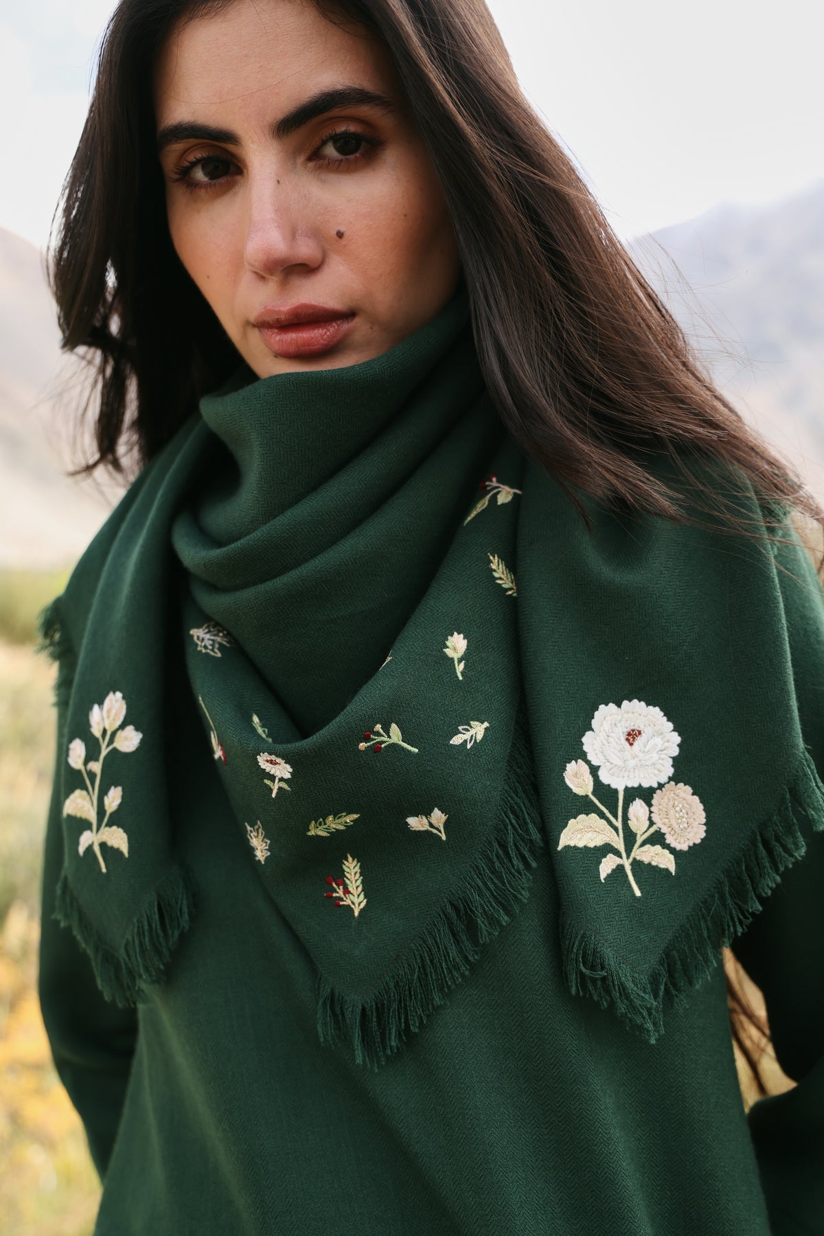 First Frost Woollen Scarf (Forest Pine)