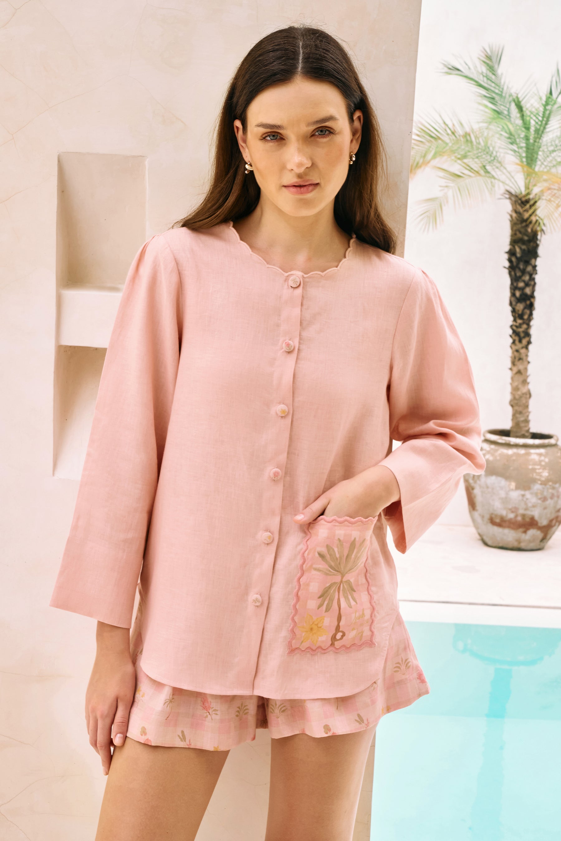 Summer Cooler Shirt (Dusty Pink Postcards Print)