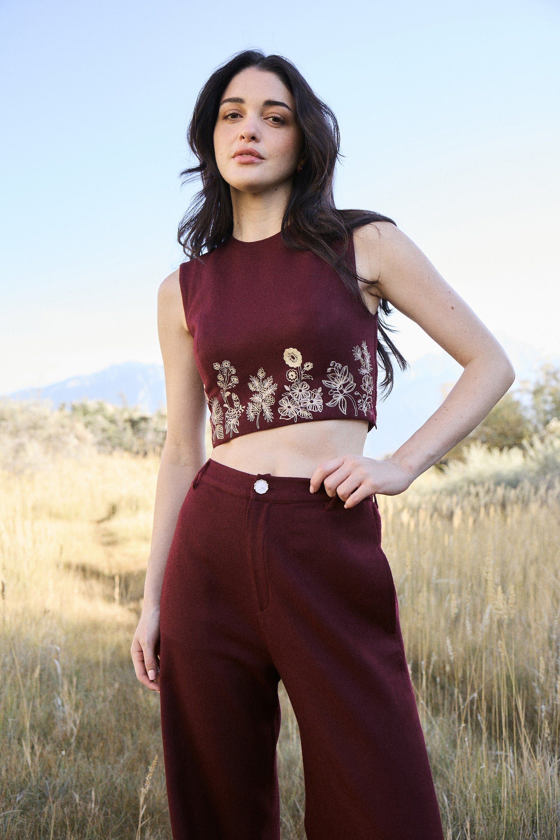 Barot Woollen Crop Top (Merlot)
