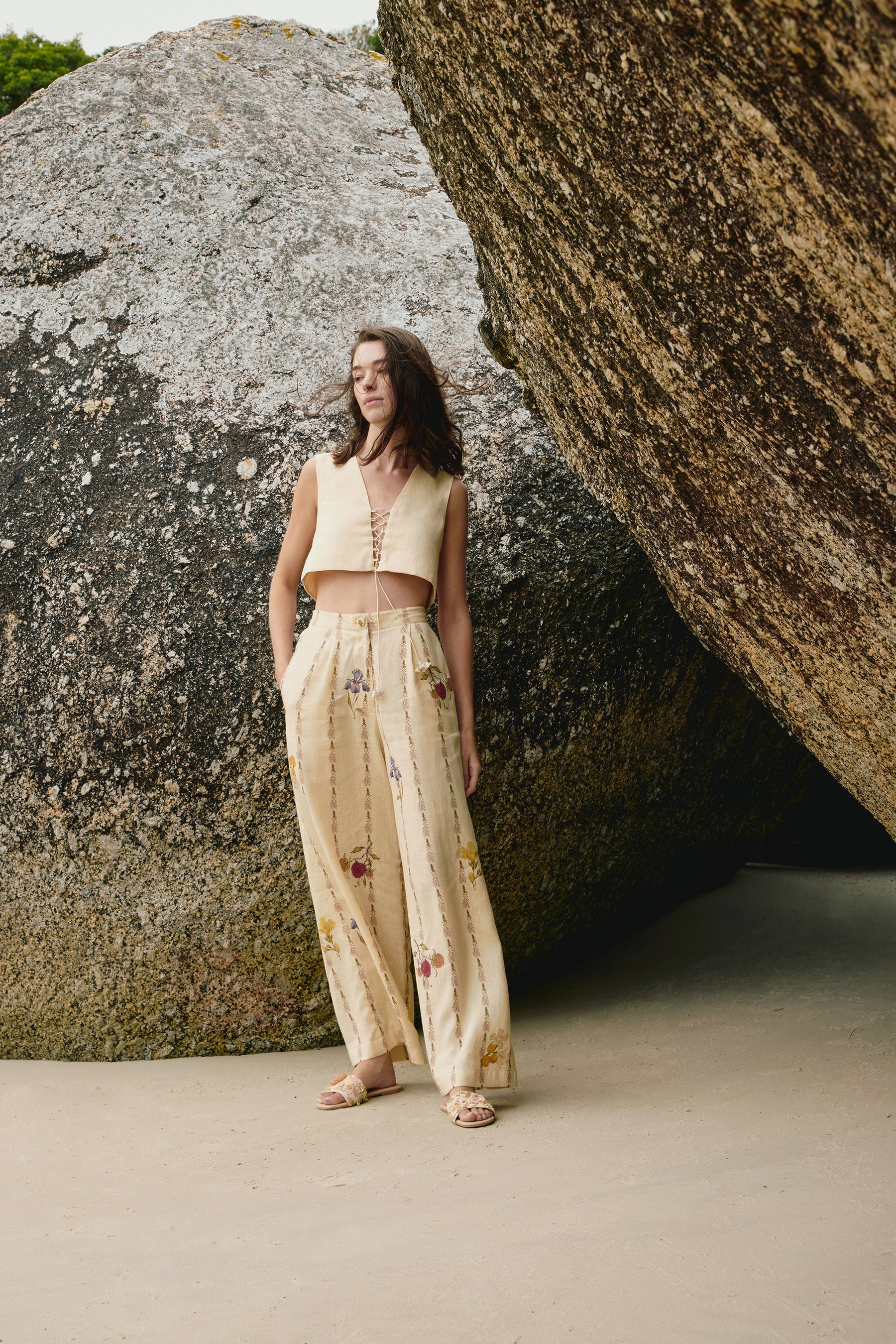 Mallorca Vest (Vanilla) & SAND Savanna Pants (Floral Vanilla)