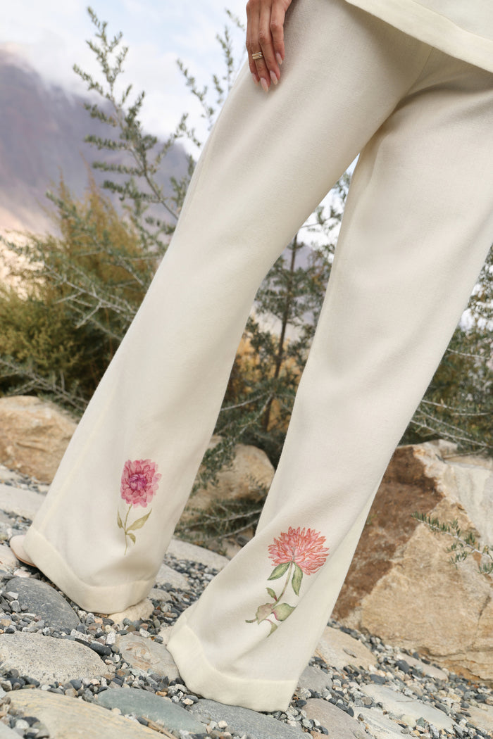 Autumn Bloom Woollen Pants (Ivory Alpine Botanics)