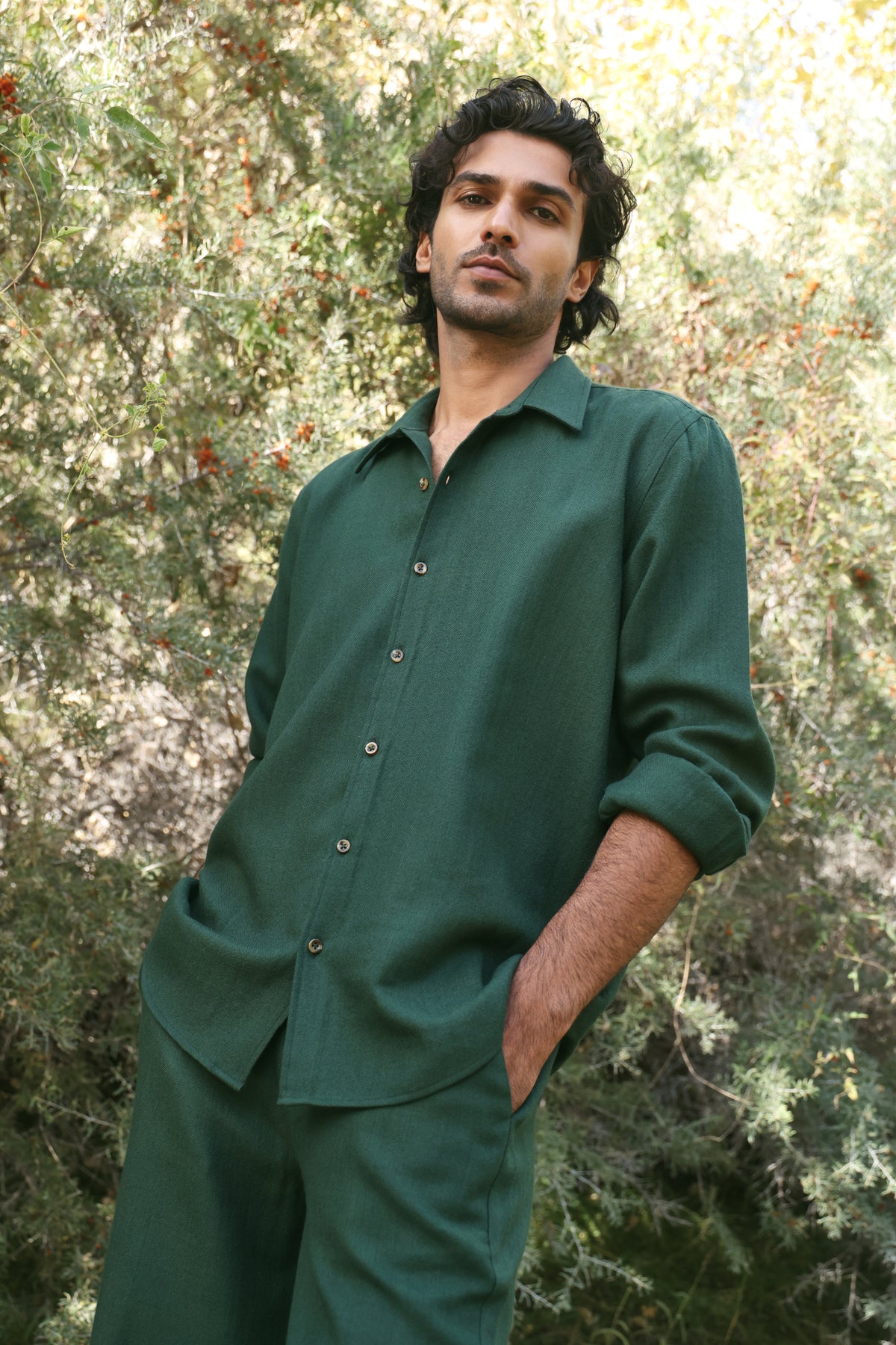 Fallow Woollen Shirt- MAN (Forest Pine)