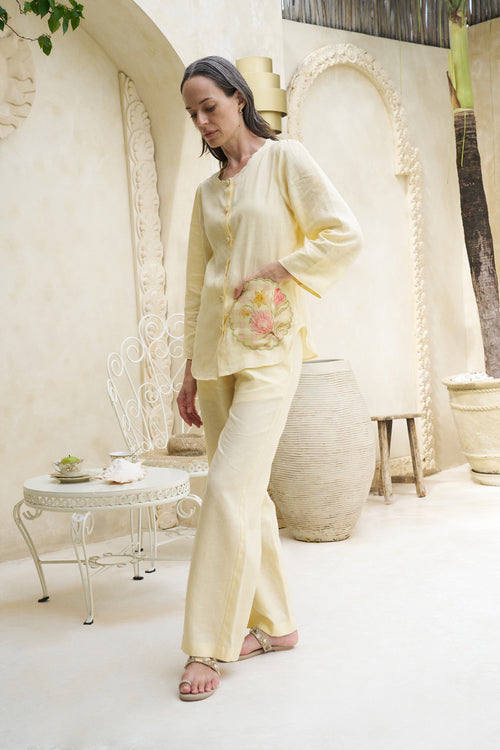 The Summer Cooler Shirt (Lemon Postcards Print) & Springbok Pants (Lemon)